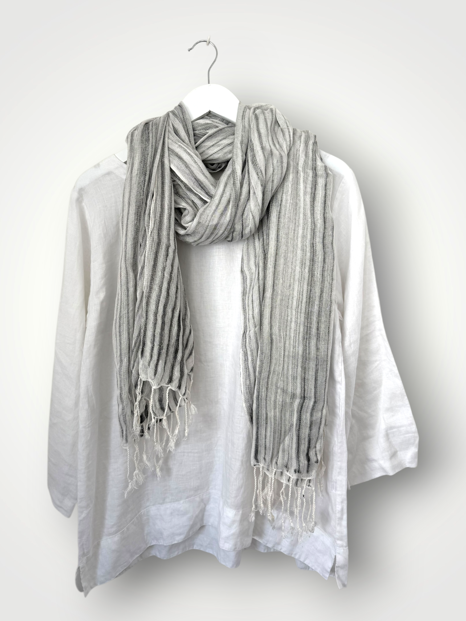 soft neck scarf-grey stripe