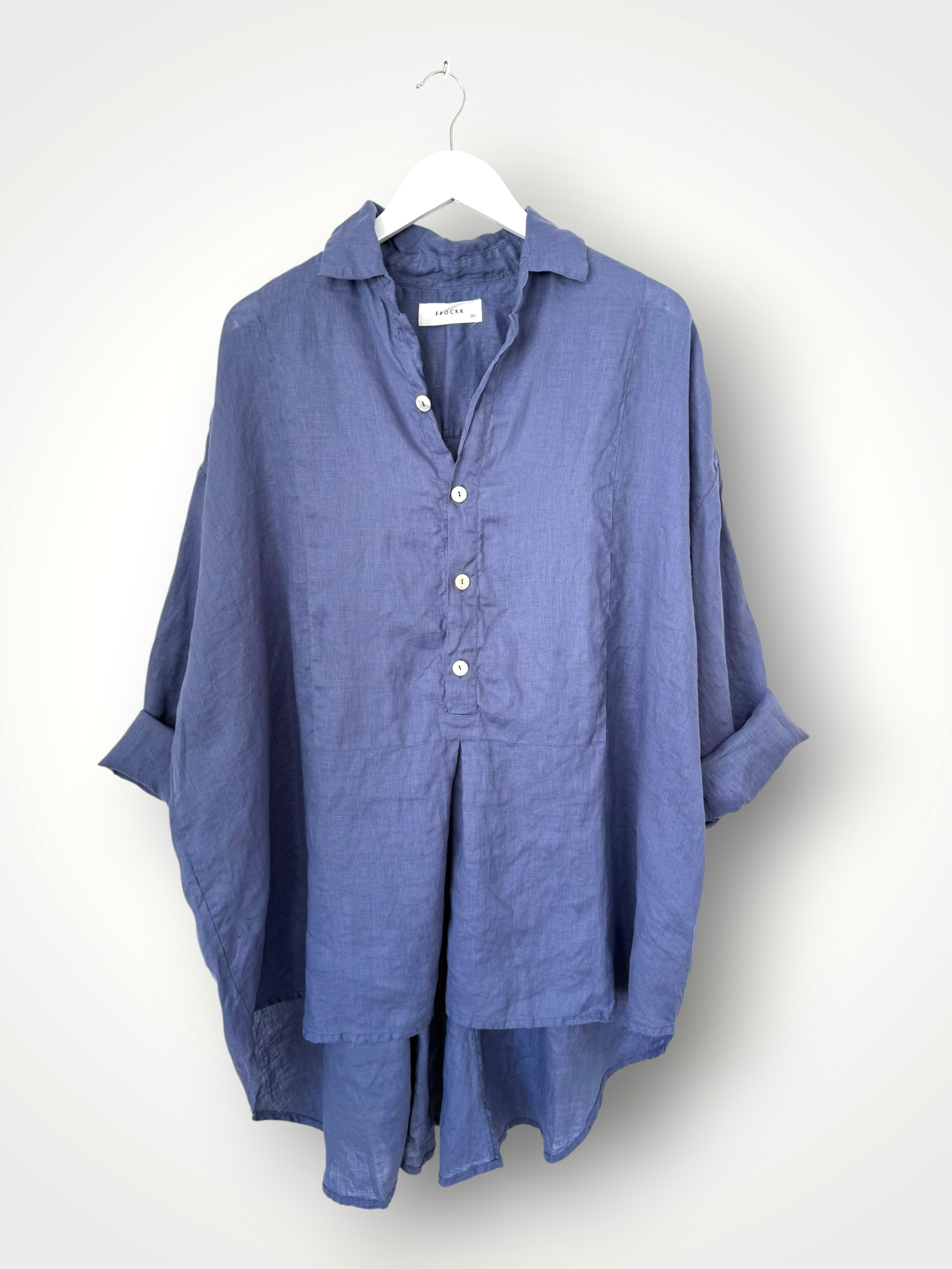 megan shirt - cornflower linen