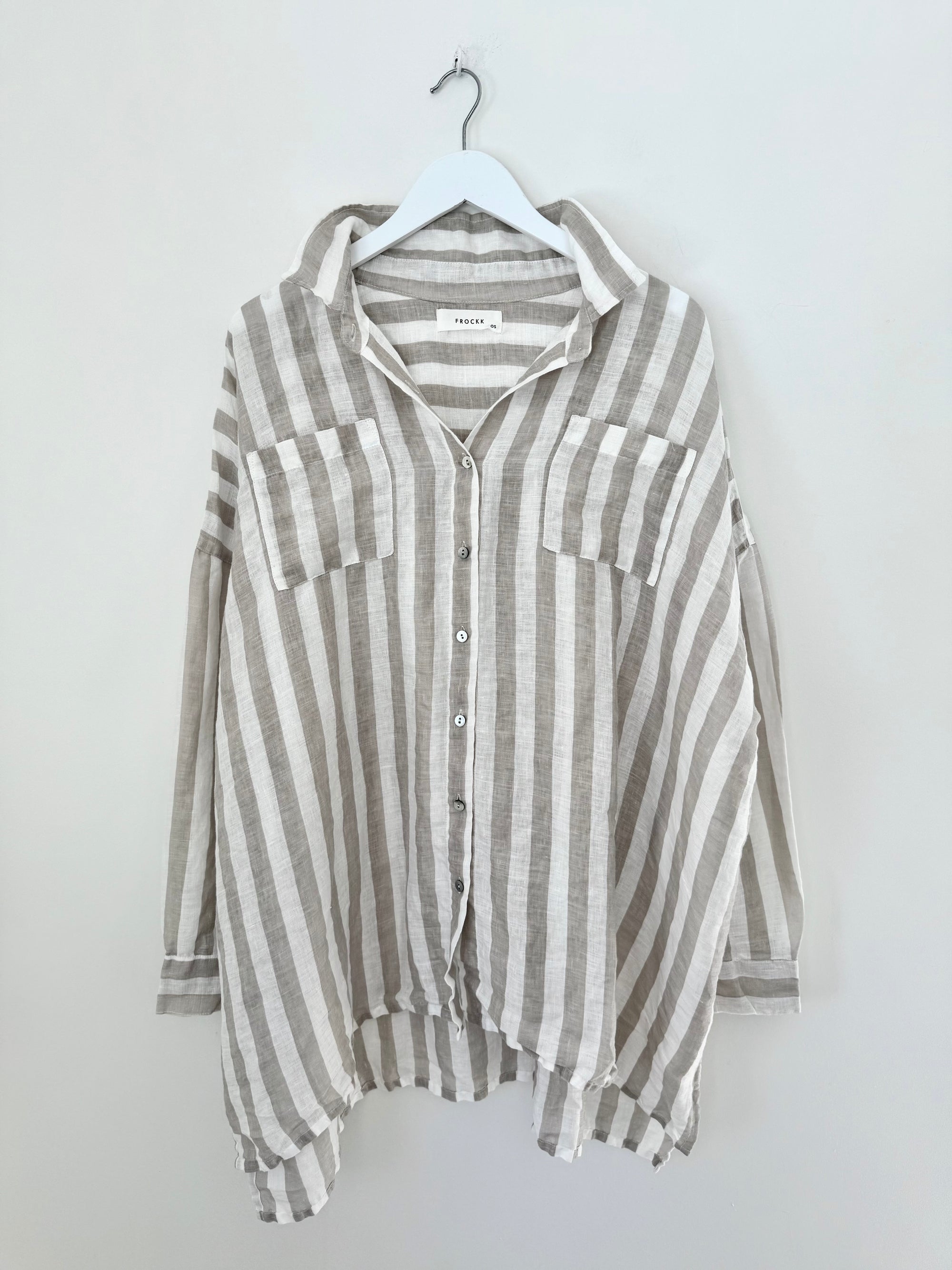 aiden boyfriend shirt -natural stripe Apparel