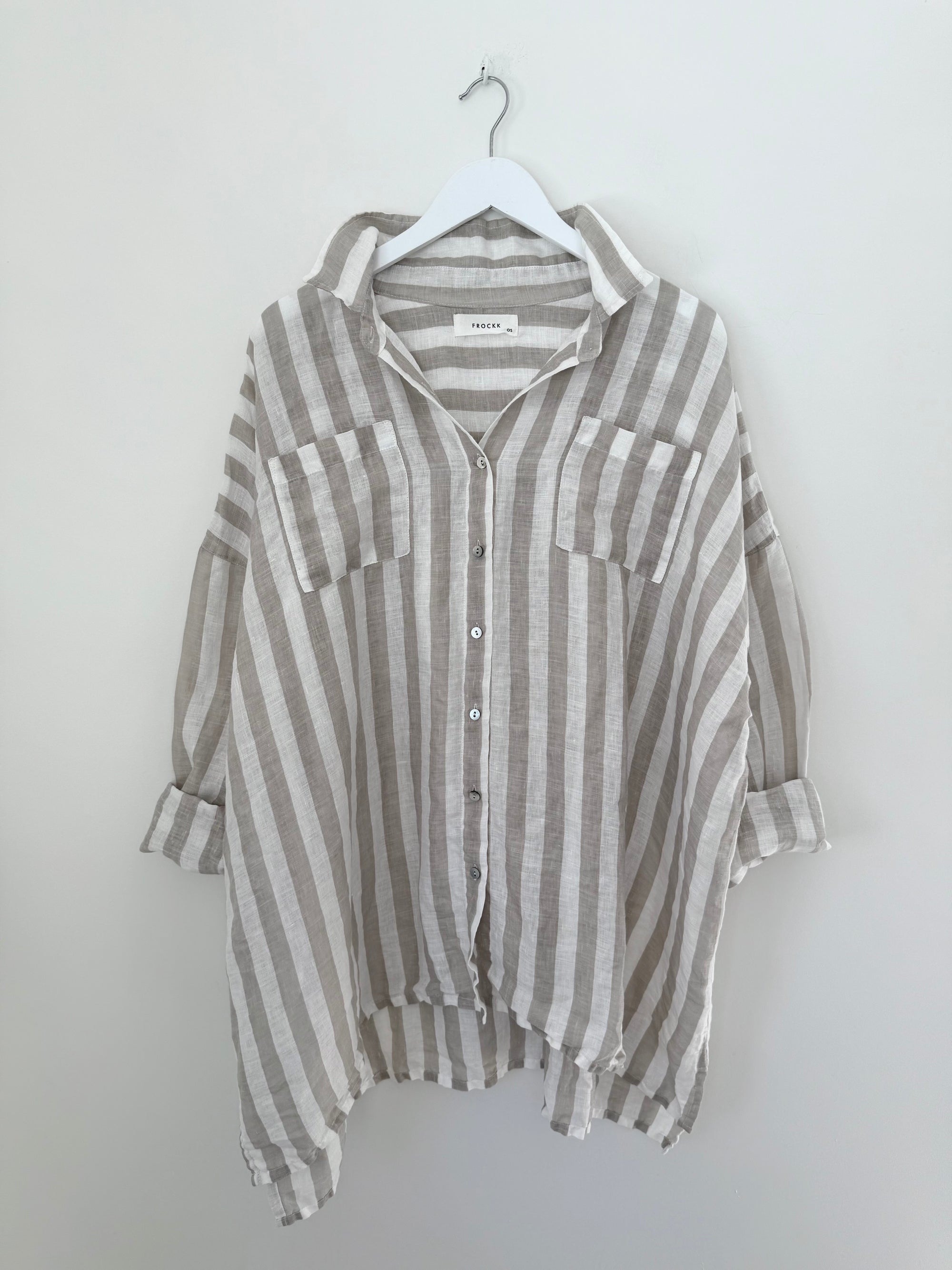 aiden boyfriend shirt -natural stripe Apparel