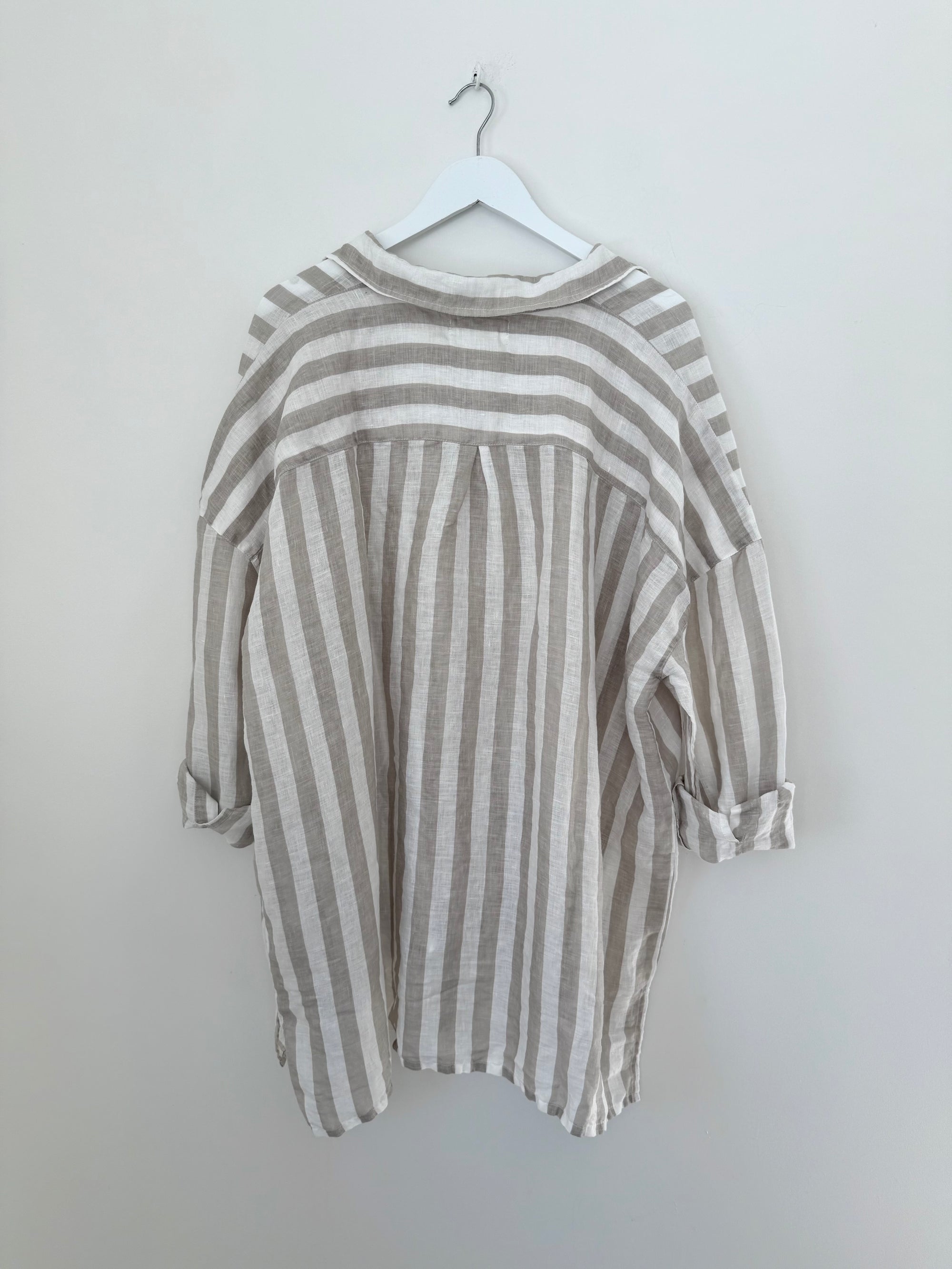 aiden boyfriend shirt -natural stripe Apparel