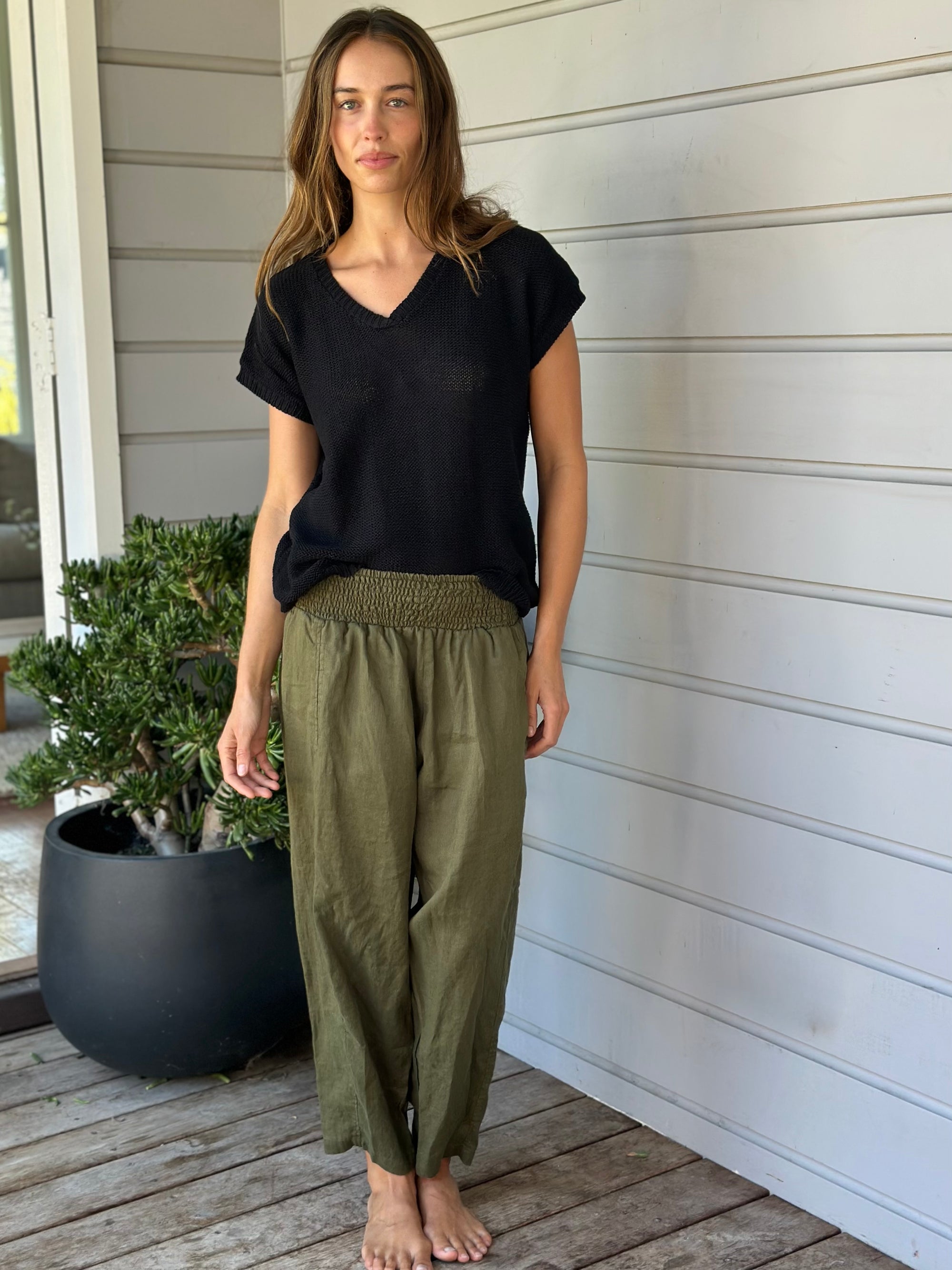 lara knit top - black cotton Apparel