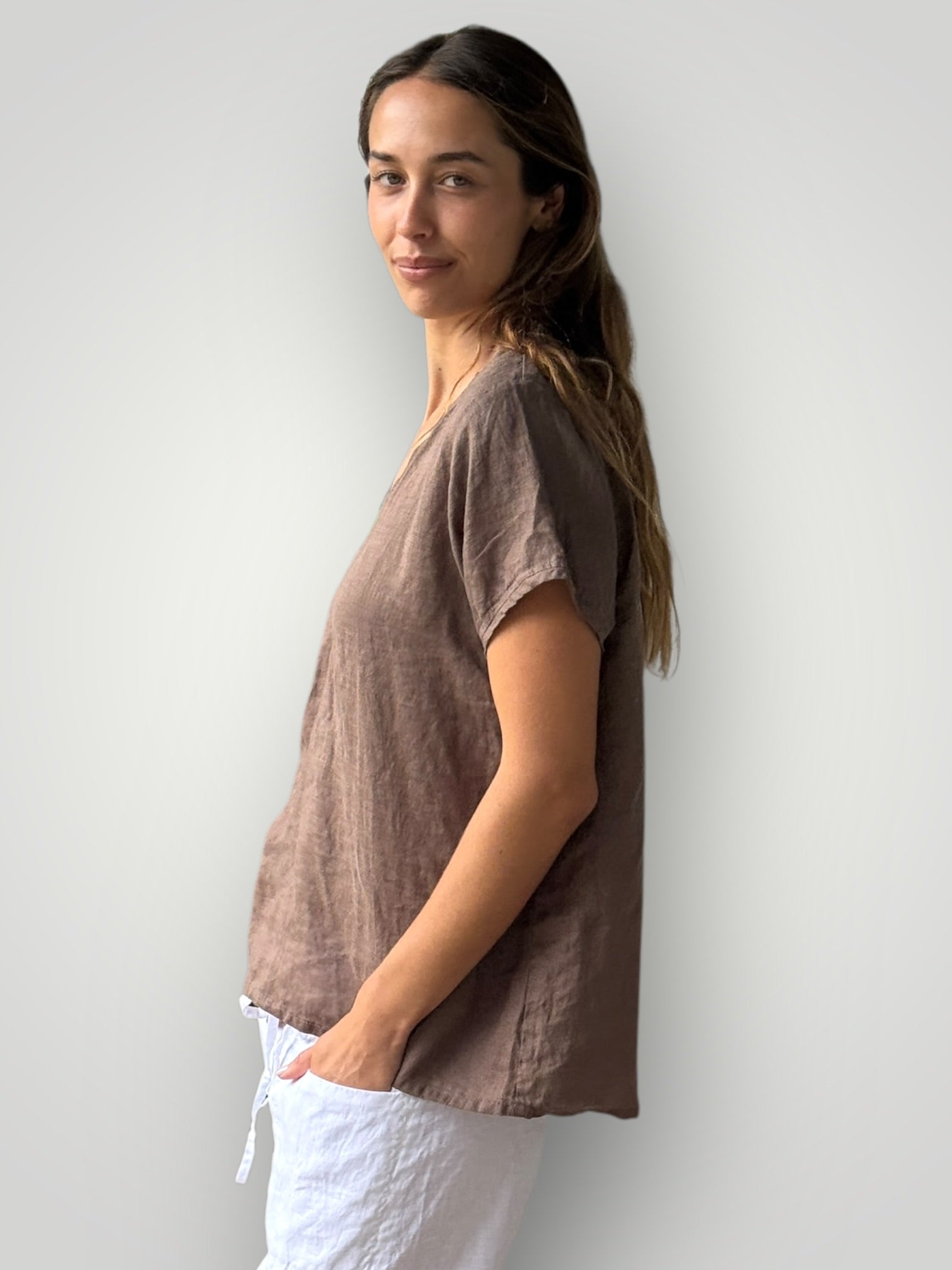 ellie v neck-soil linen Apparel
