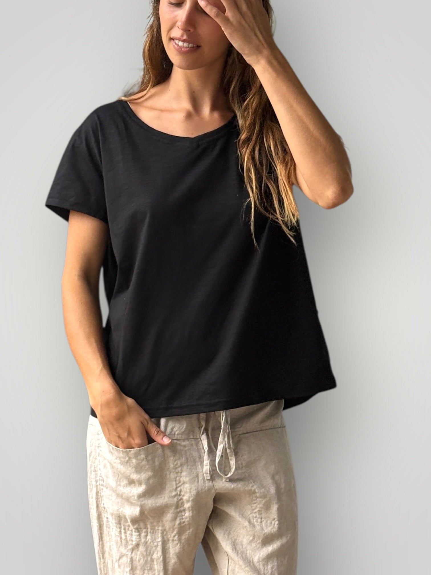 relaxed tee - black cotton Apparel