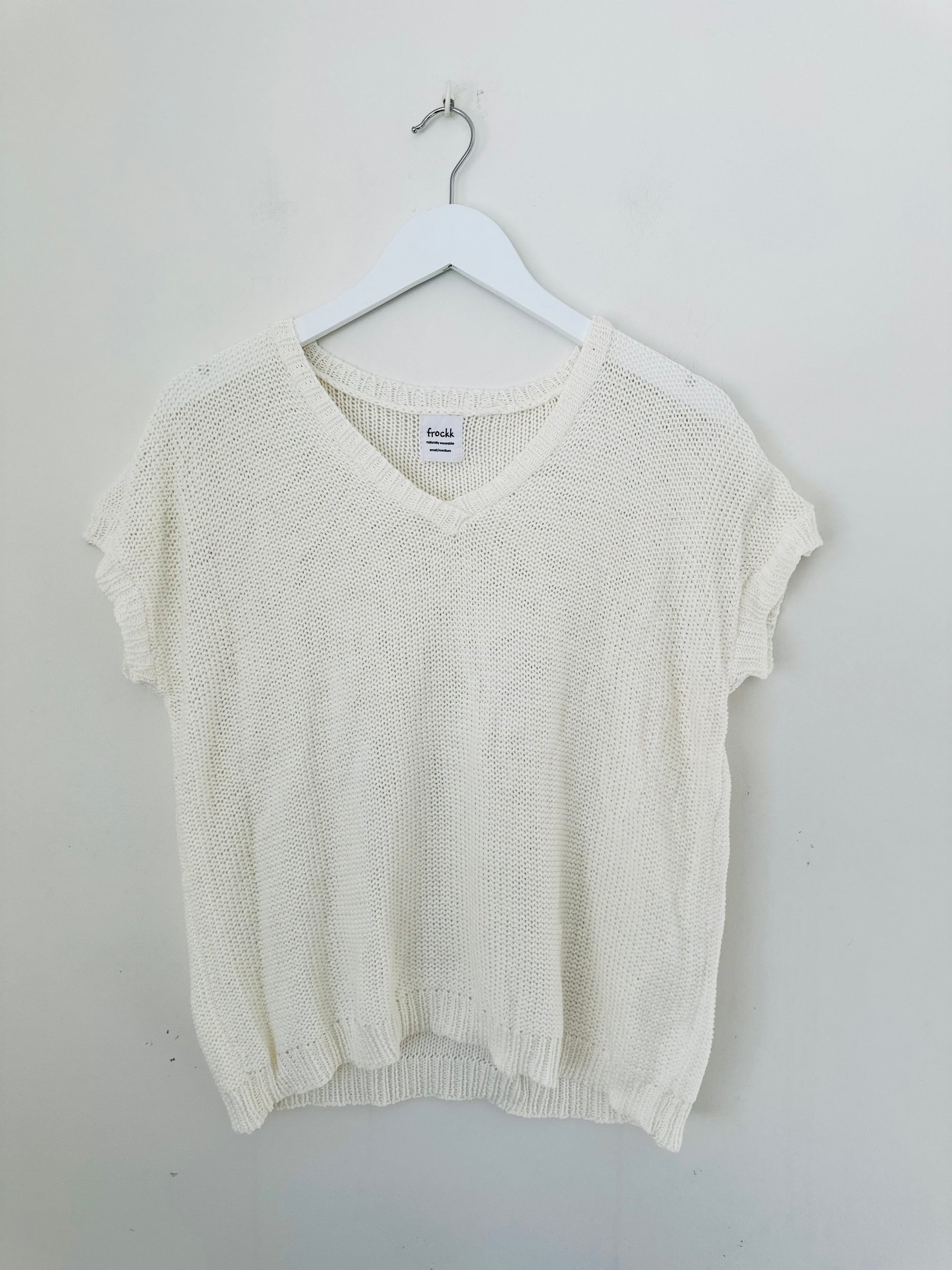 lara knit top - warm white cotton Apparel  
