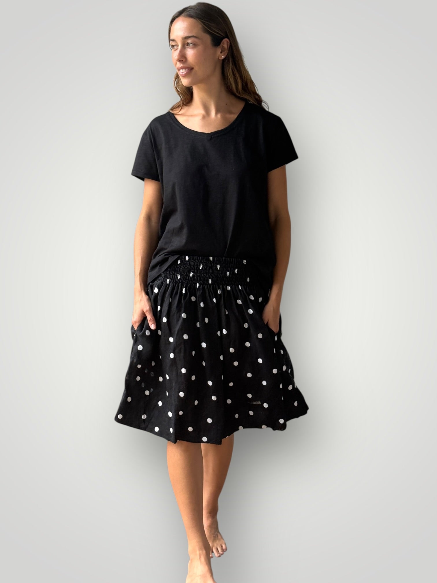 zoe skirt - black spot linen Apparel