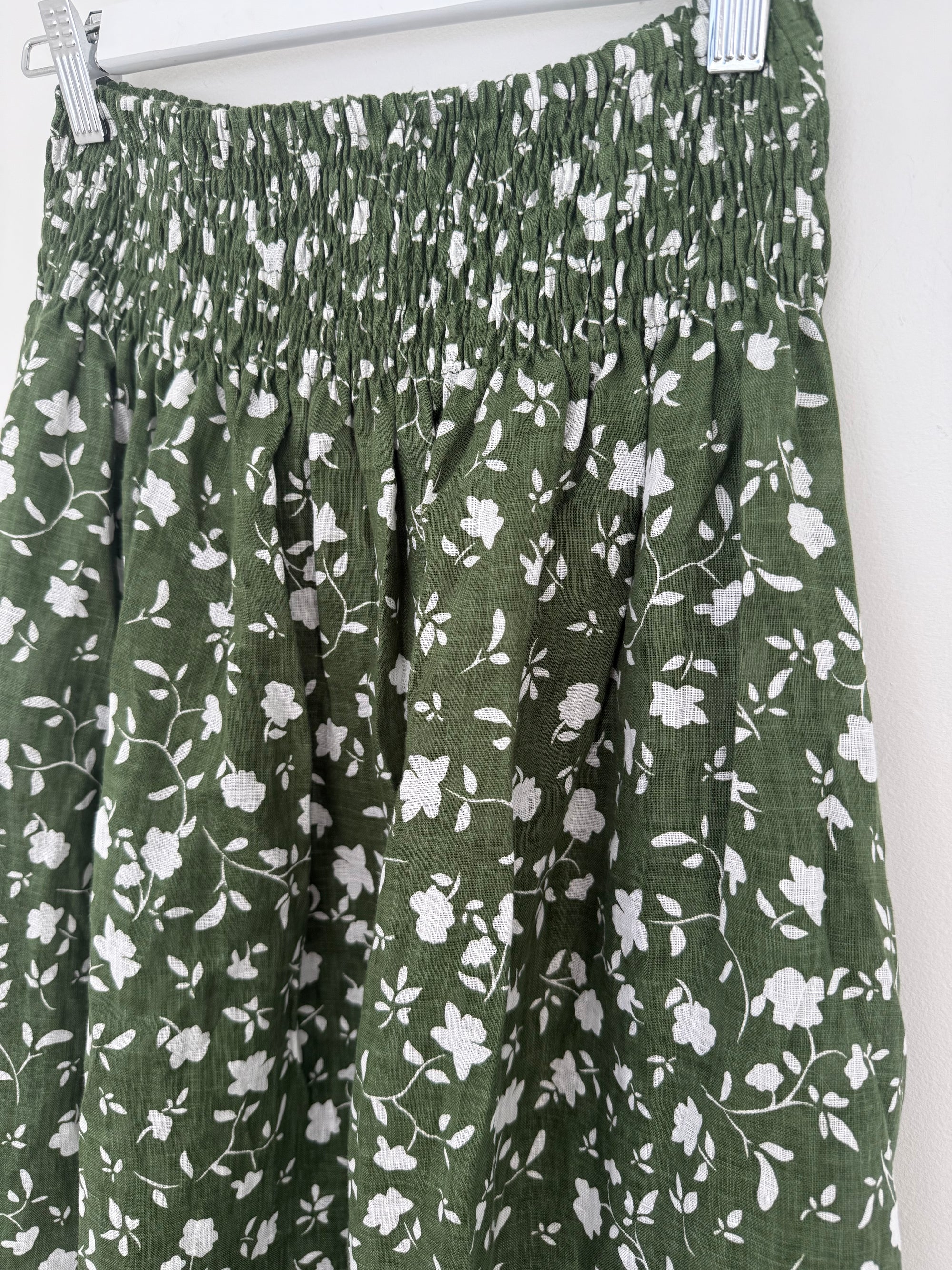 lulu skirt - moss floral linen Apparel