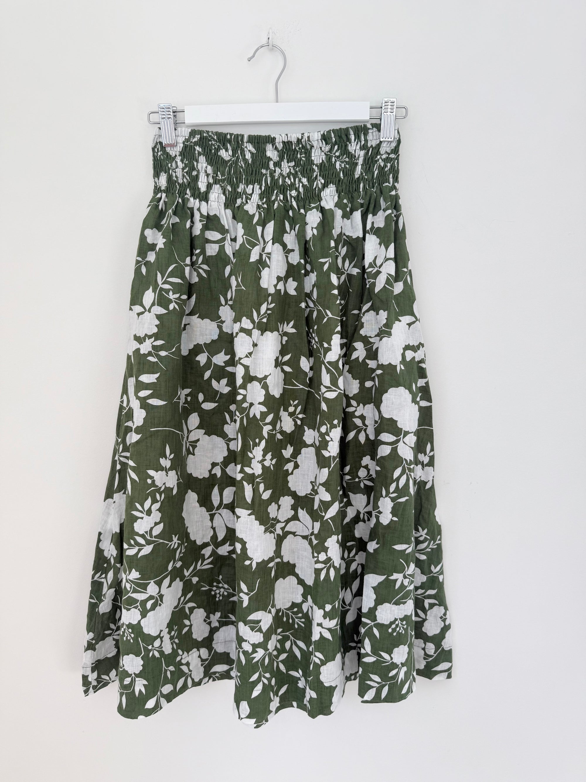 lola skirt - big moss flower linen Apparel