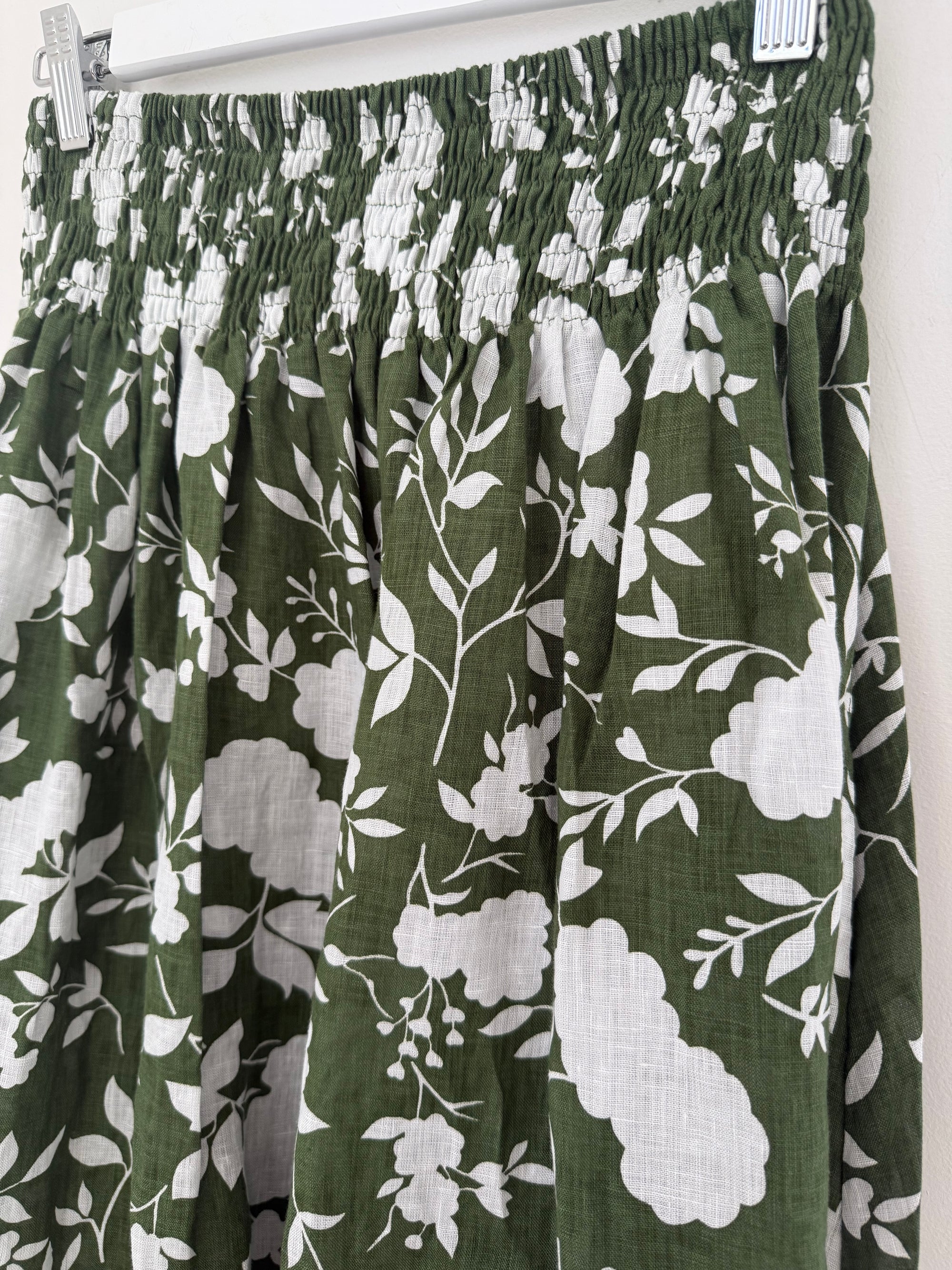 lulu skirt - big moss flower linen Apparel