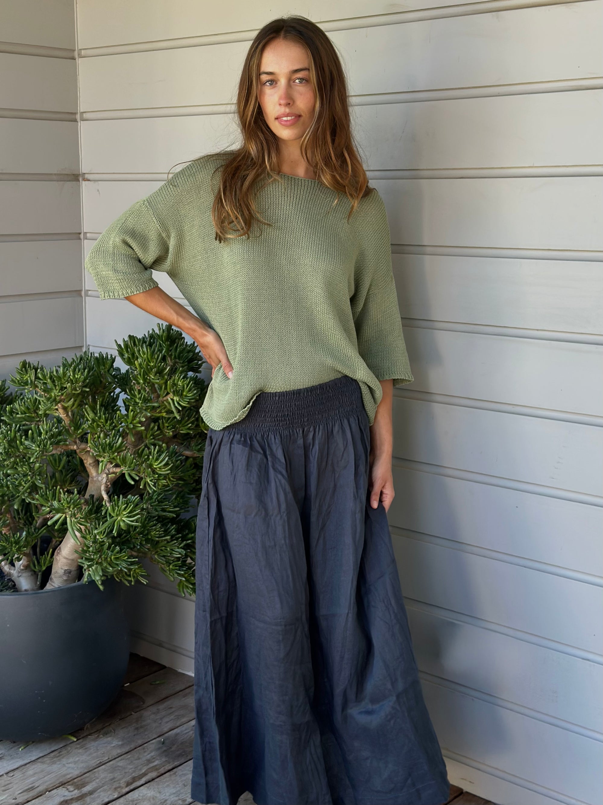 lulu skirt - charcoal linen Apparel
