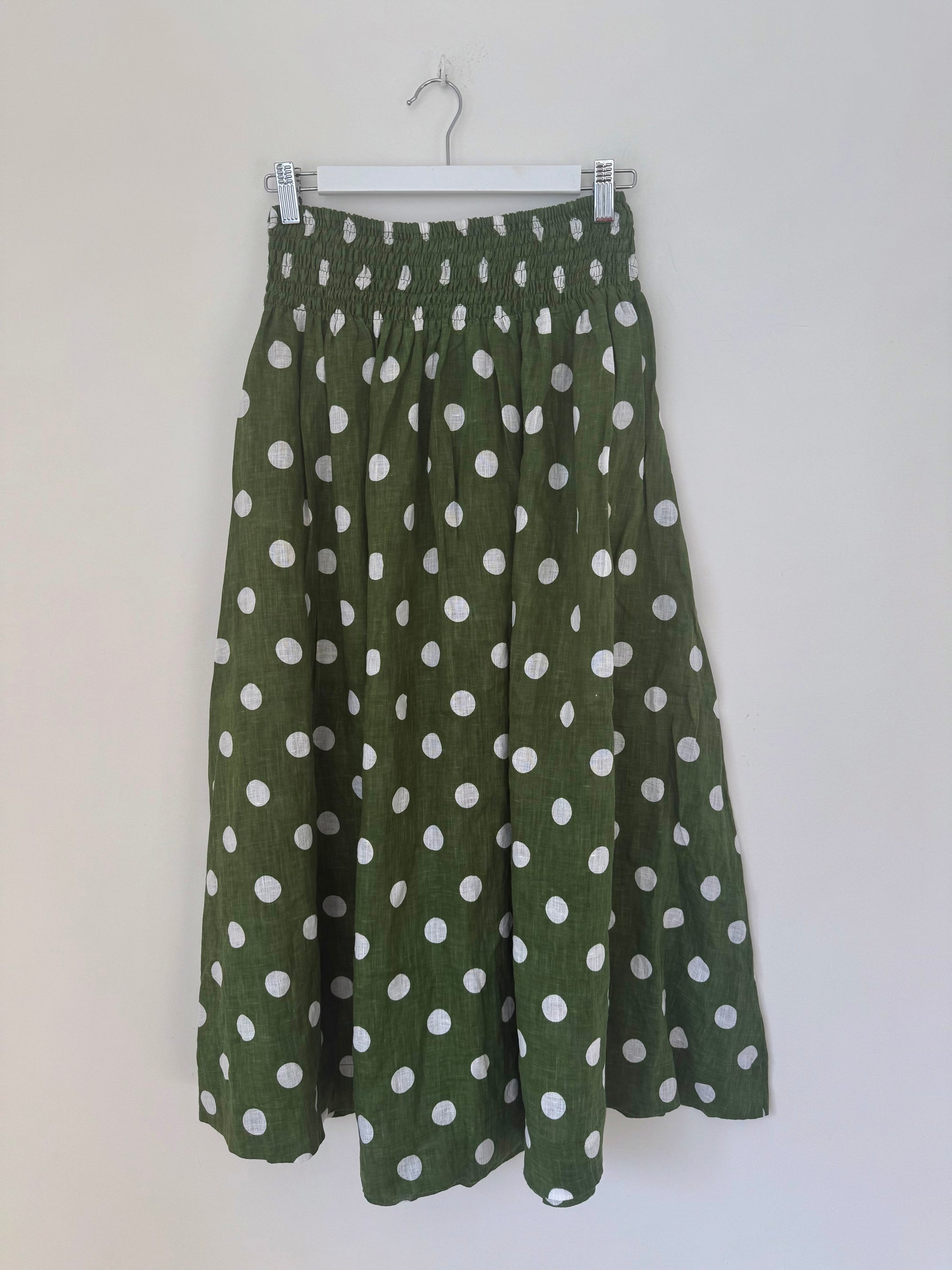 lulu skirt-moss spot linen Apparel