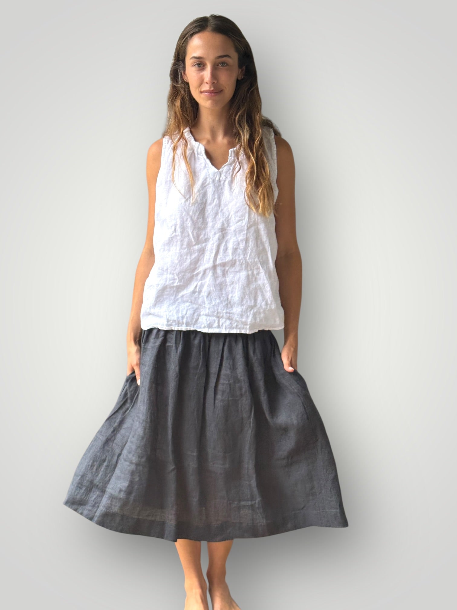 lola skirt - charcoal linen Apparel