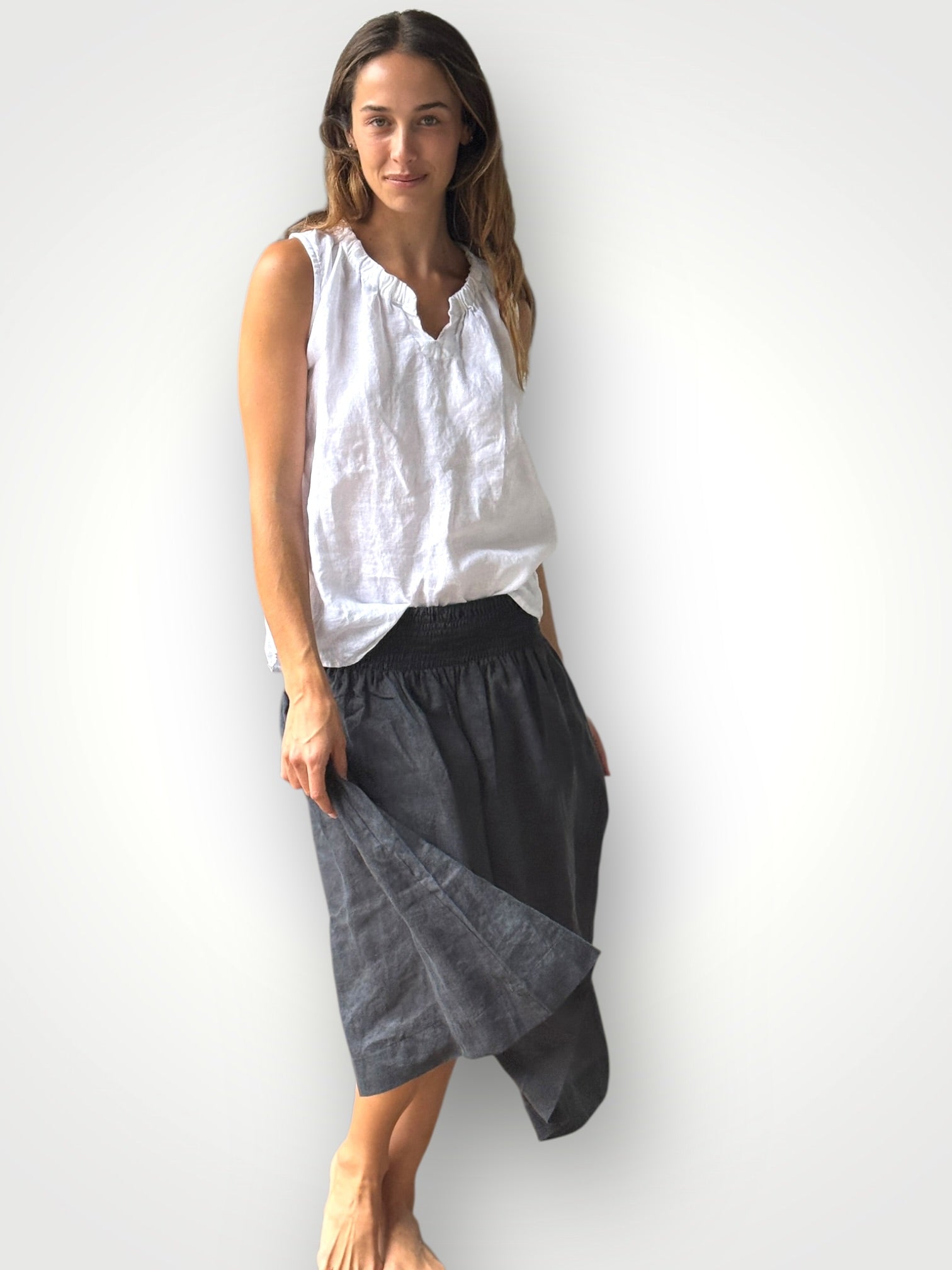 lola skirt - charcoal linen Apparel