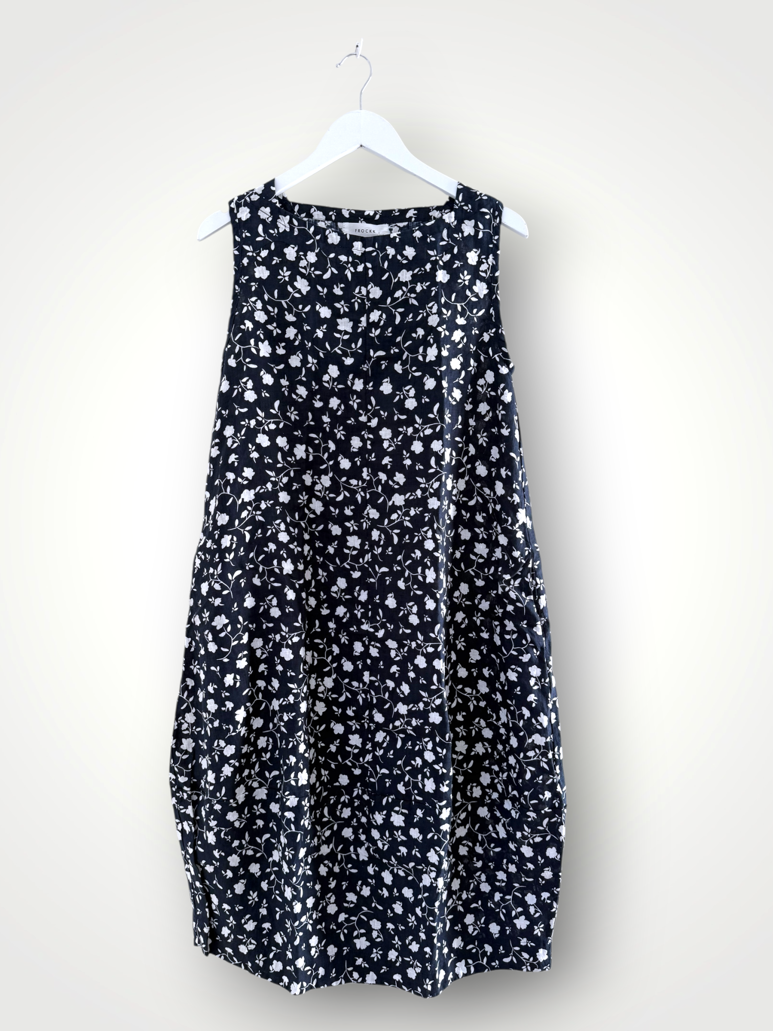 adele dress - navy floral linen Apparel