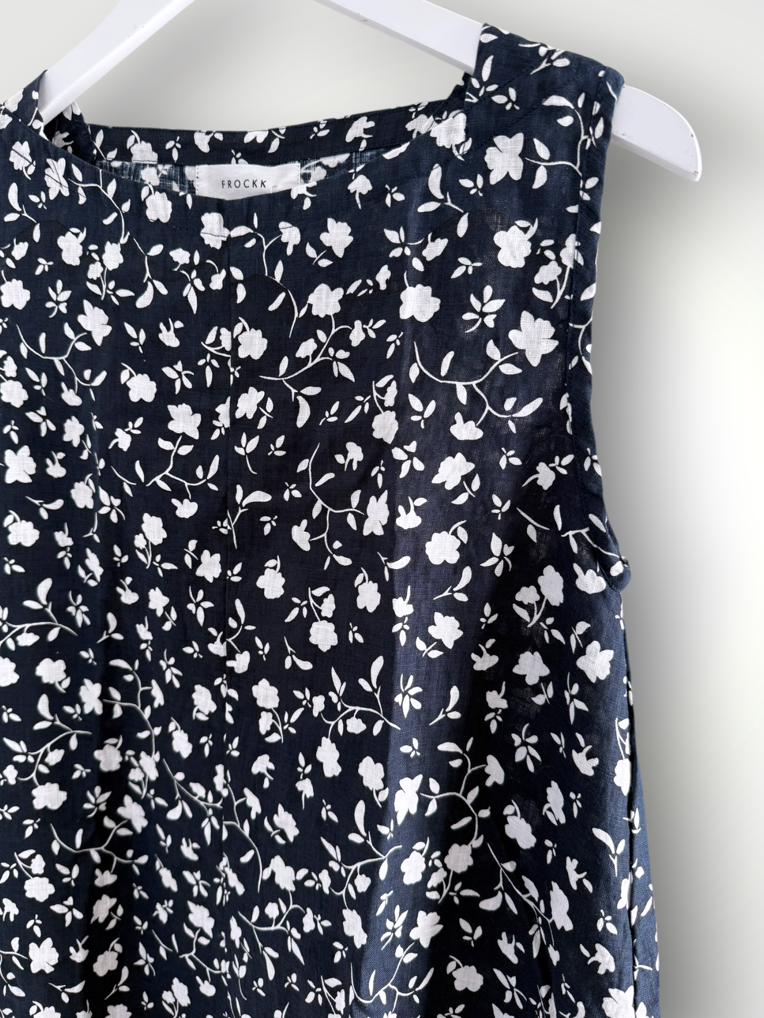 adele dress - navy floral linen Apparel