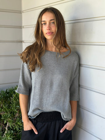 alex top - grey cotton knit Apparel