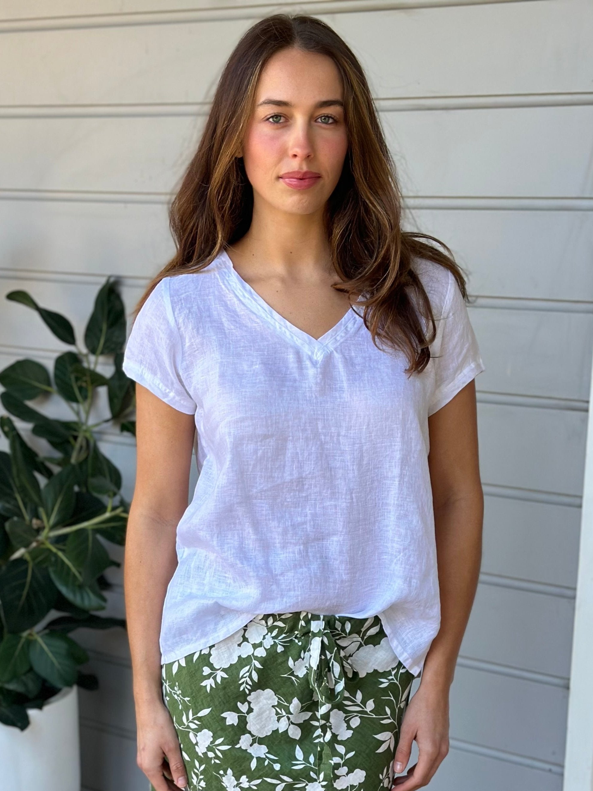 anthea skirt - big moss flower linen Apparel