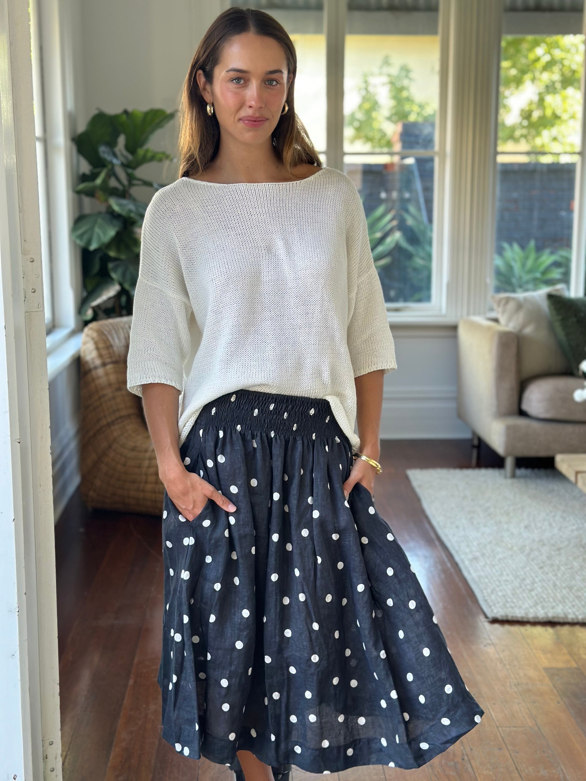 lola skirt - charcoal spot linen Apparel  