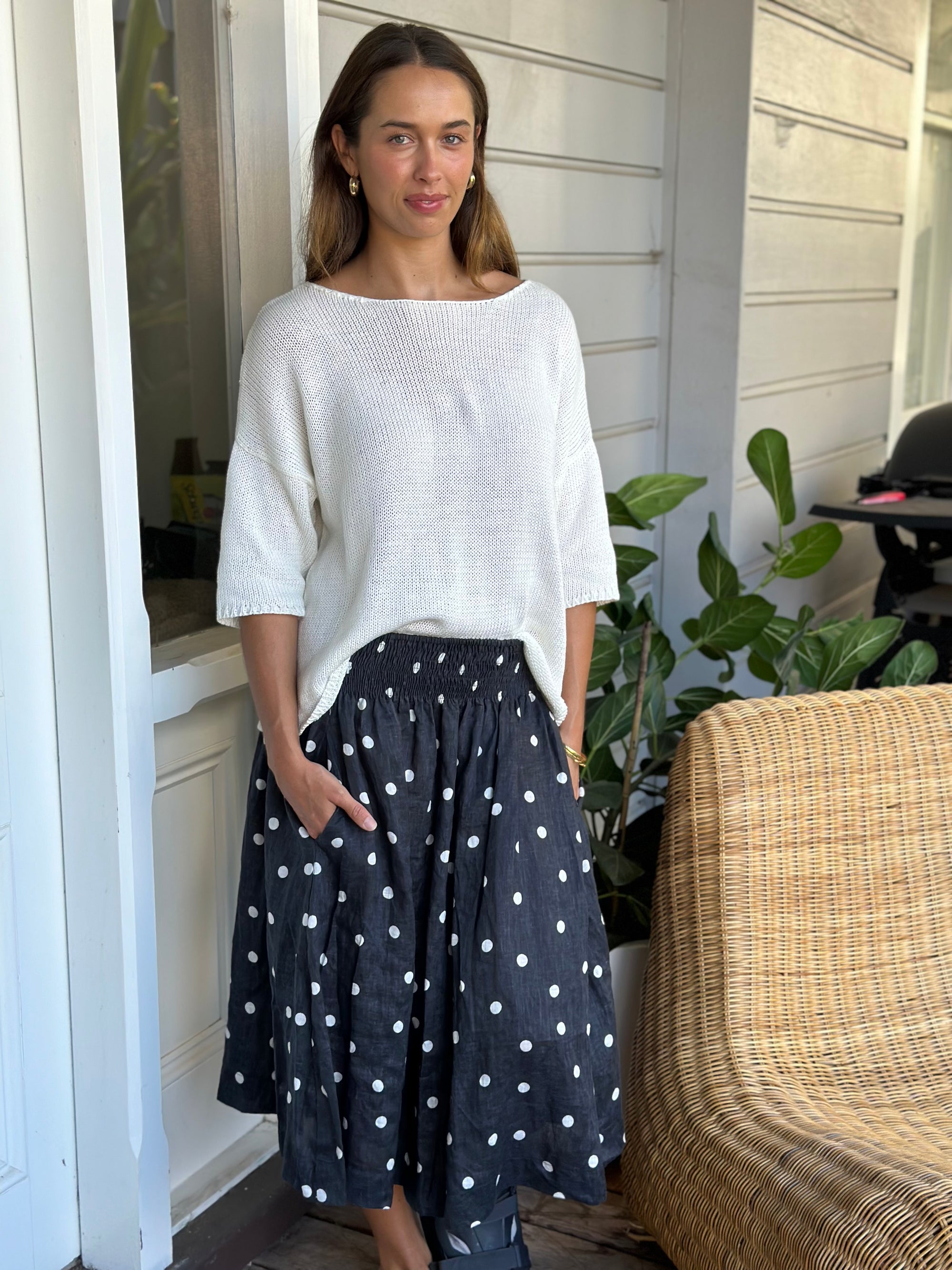lola skirt - charcoal spot linen Apparel  