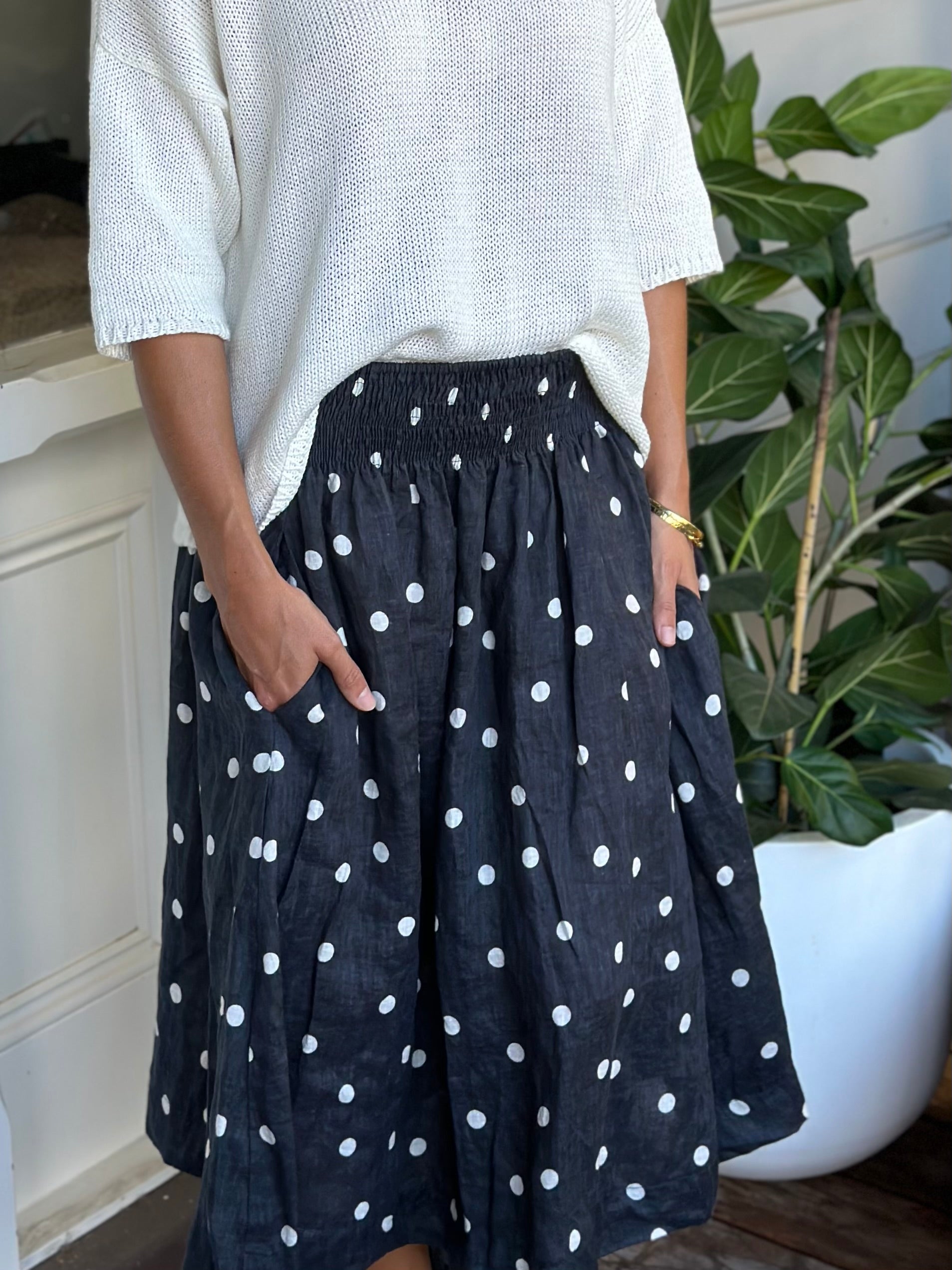 lola skirt - charcoal spot linen Apparel  