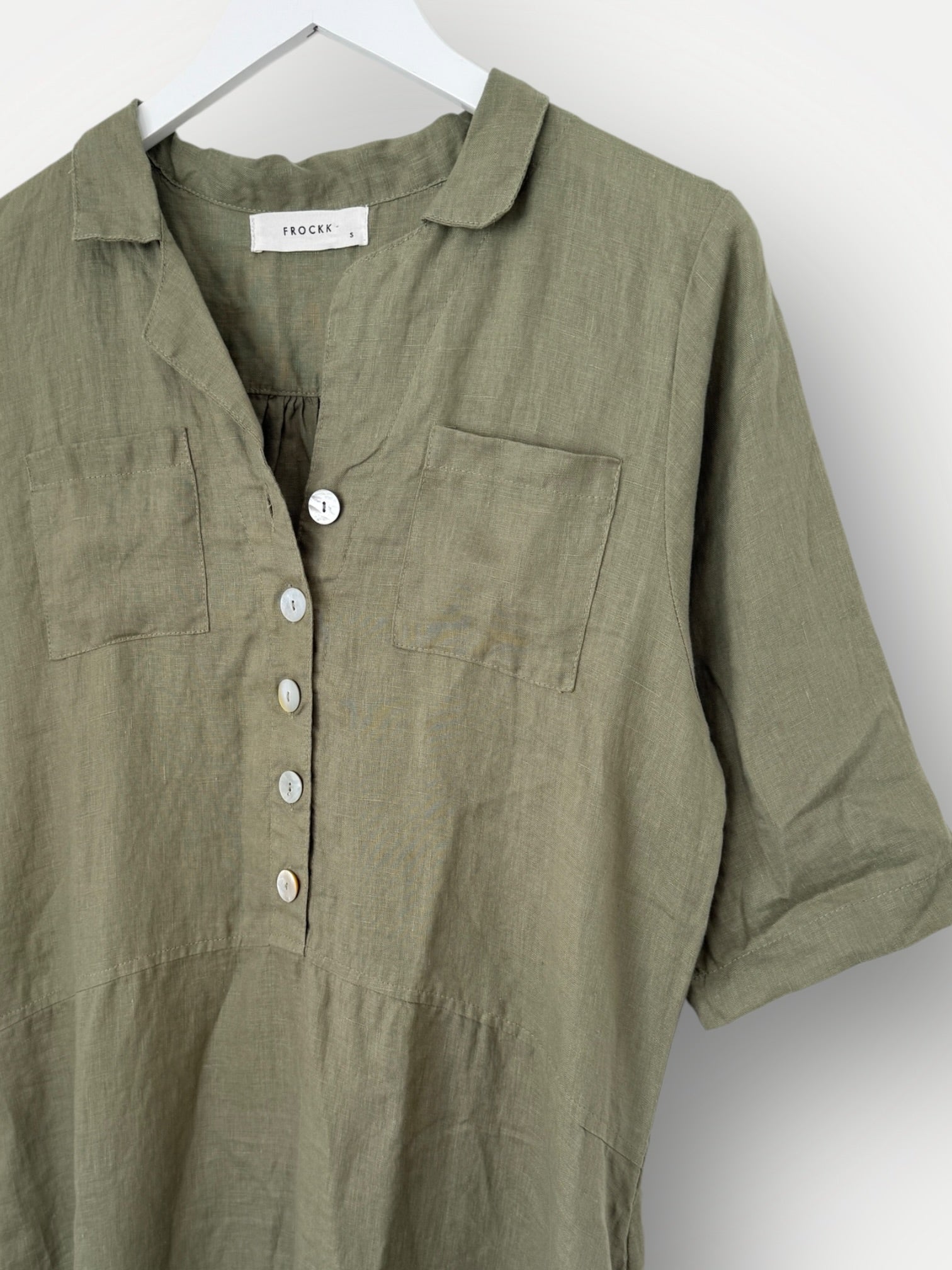 bridget dress - sage linen Apparel