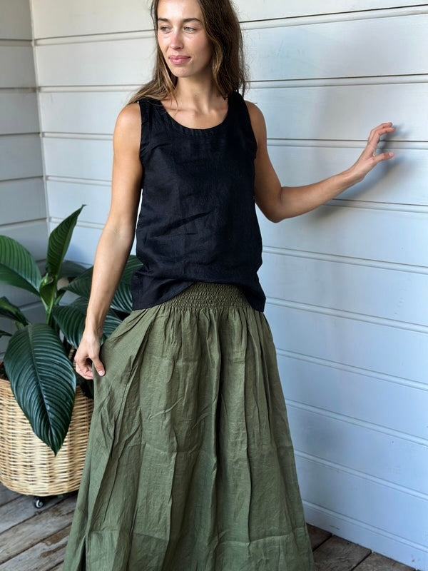 lulu skirt - army linen (Copy) Apparel