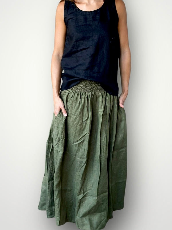 lulu skirt - army linen (Copy) Apparel