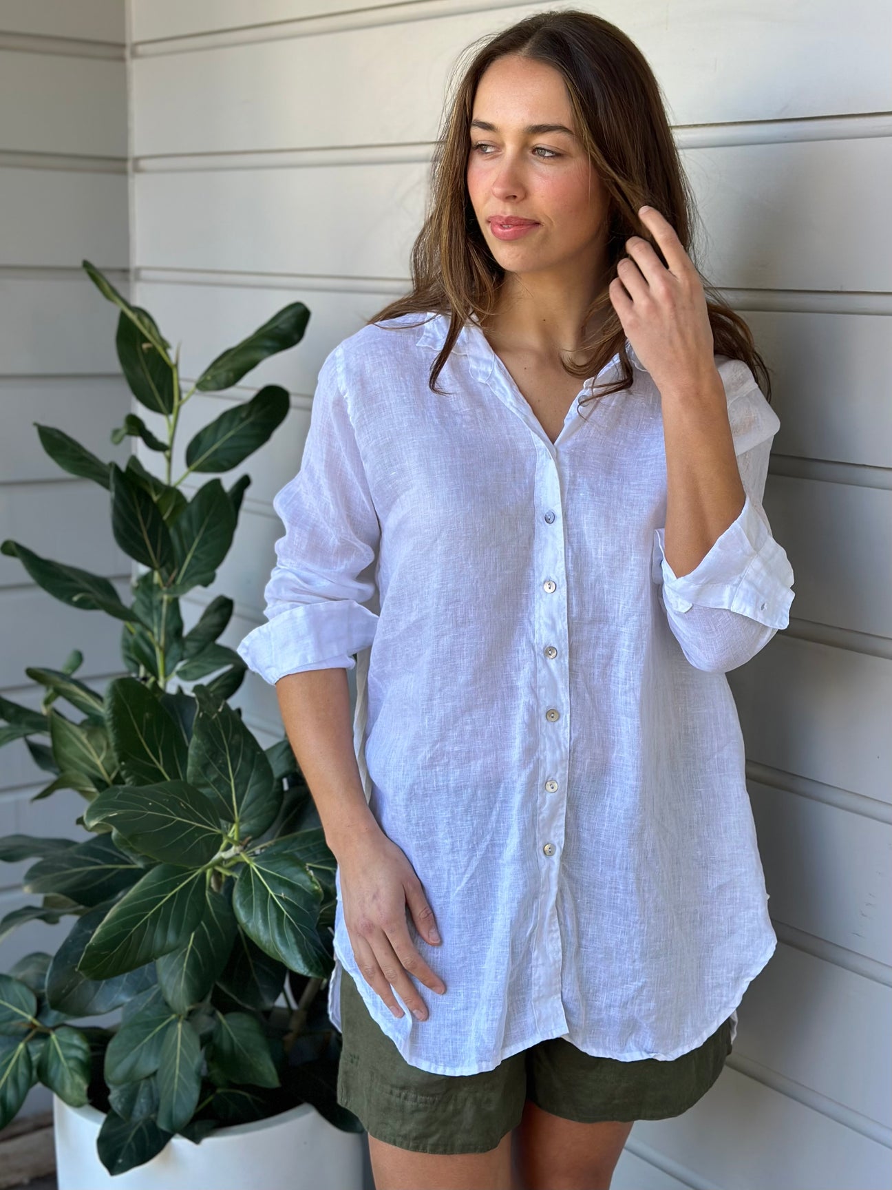 skyla shirt - white linen Apparel  
