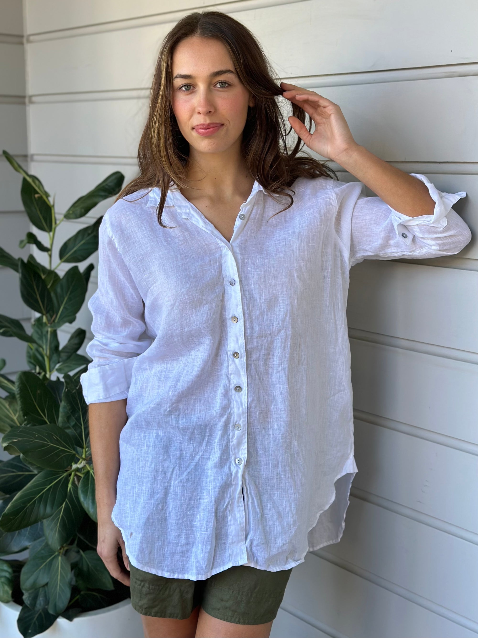 skyla shirt - white linen Apparel  