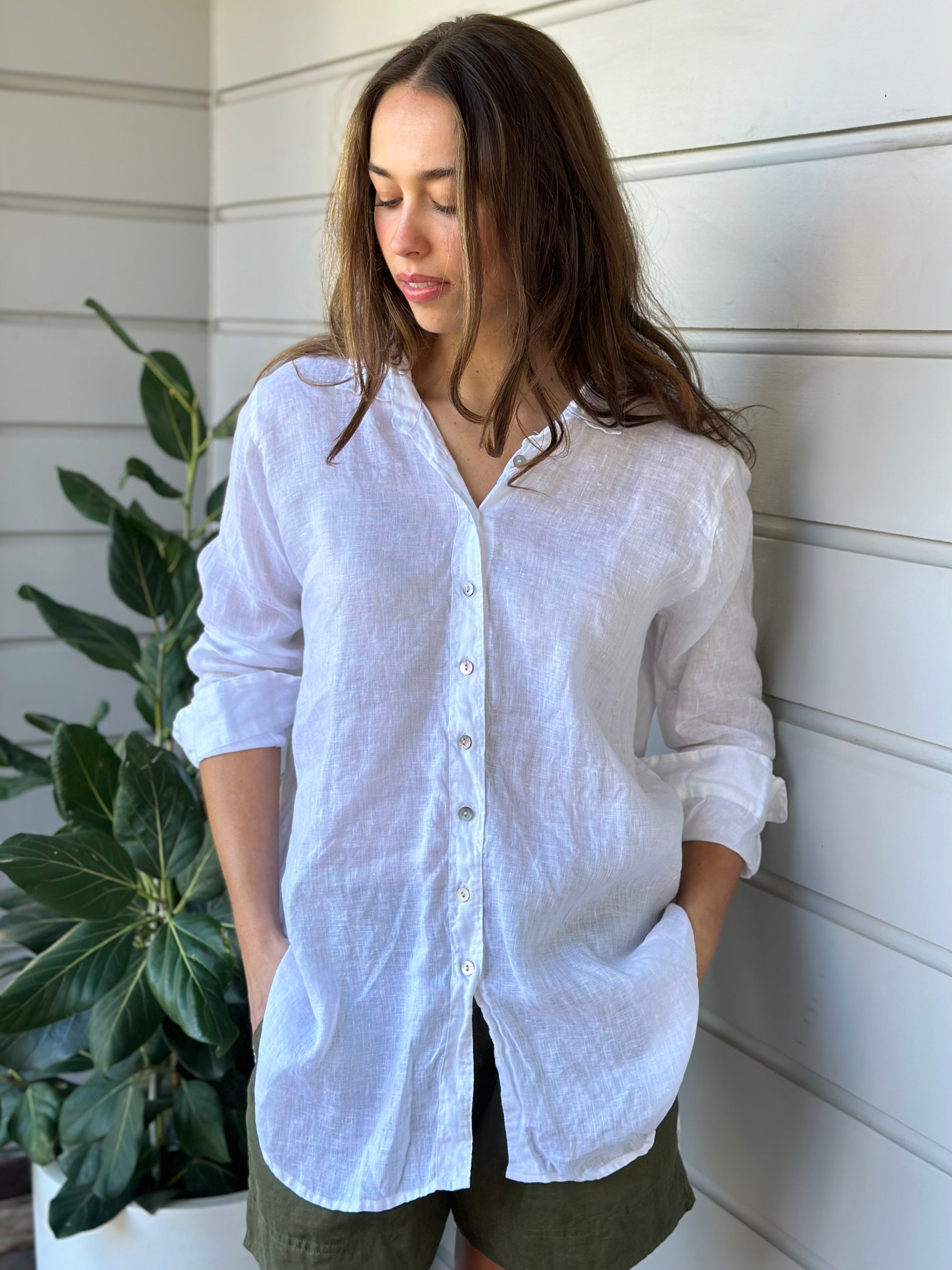 skyla shirt - white linen Apparel  