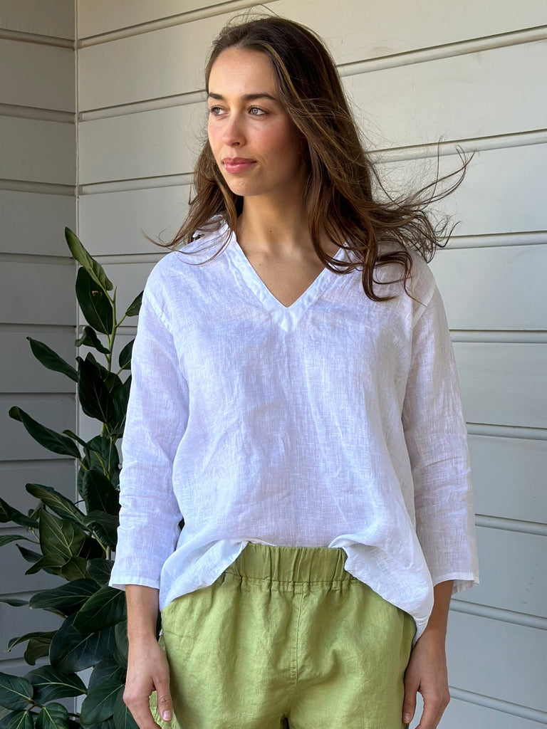 bianca top - white linen Apparel  