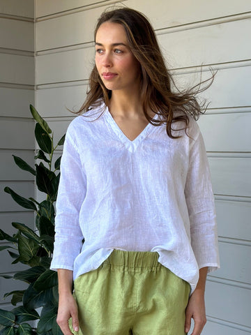 bianca top - white linen Apparel  