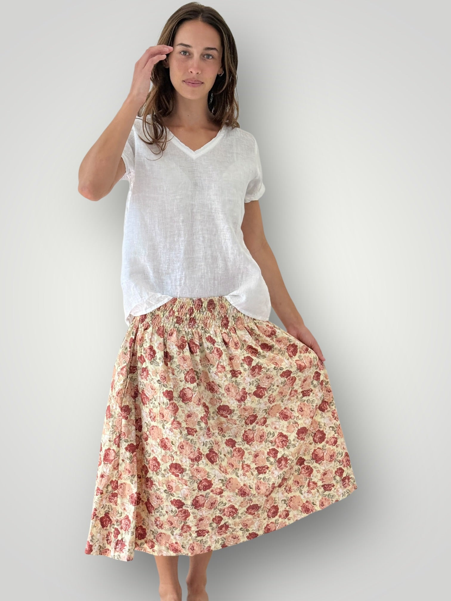 lola skirt - soft roses cotton