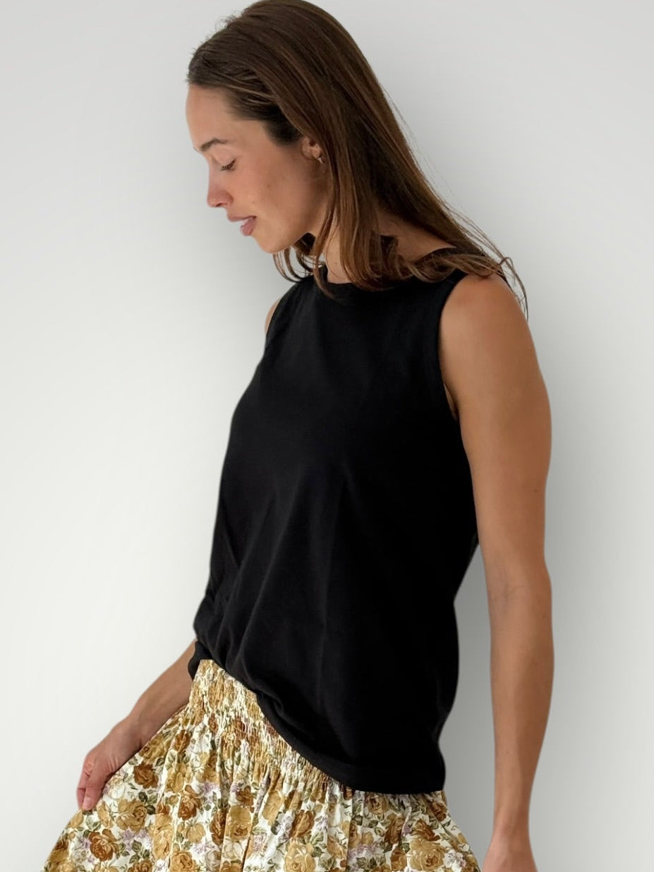vera tank - black cotton Apparel