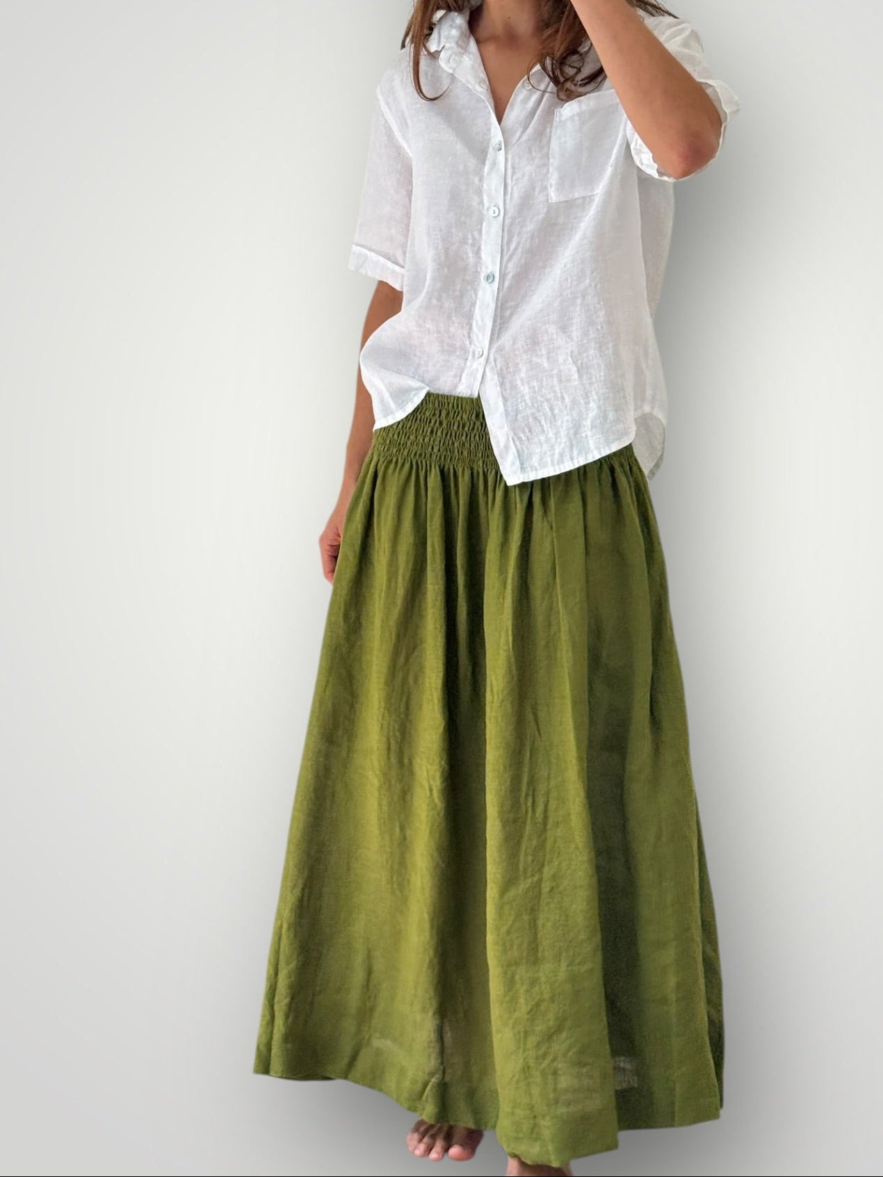 lulu skirt - olive linen Apparel