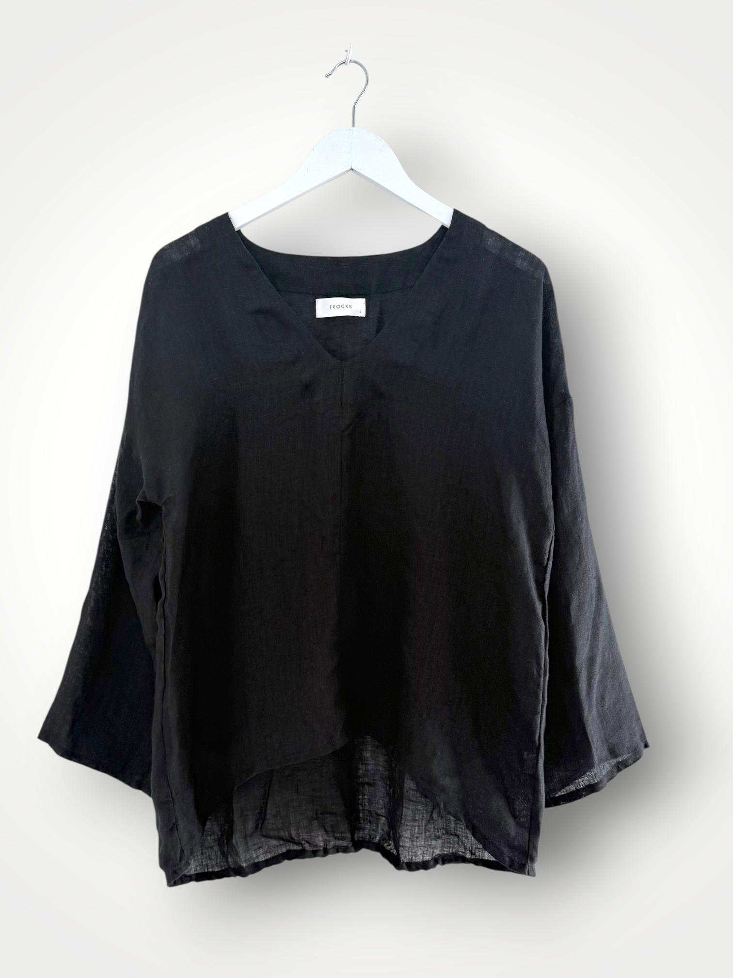 paige top - black linen gauze