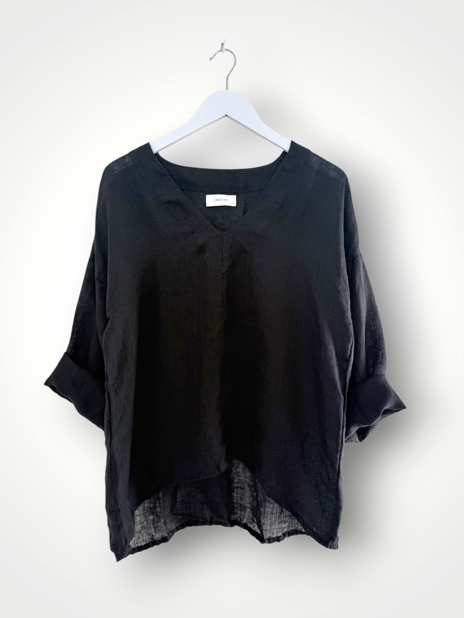 paige top - black linen gauze