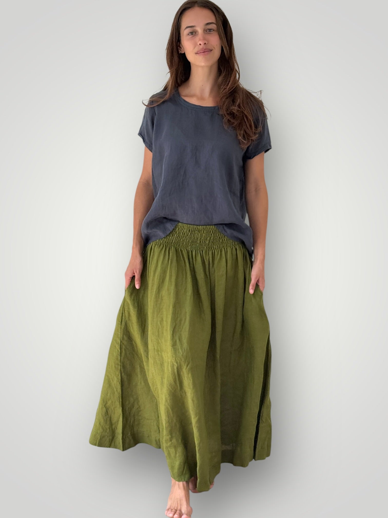 lulu skirt - olive linen Apparel