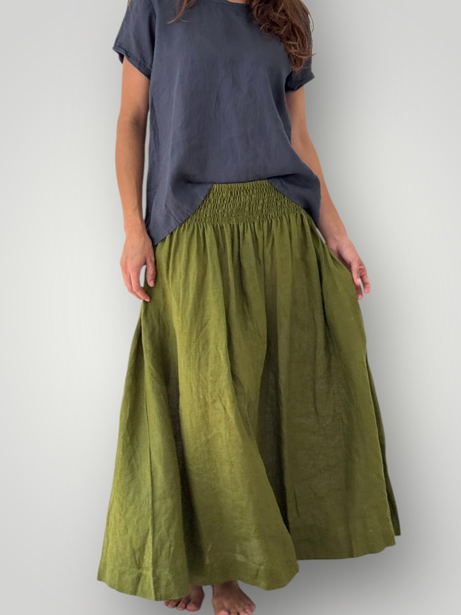 lulu skirt - olive linen Apparel