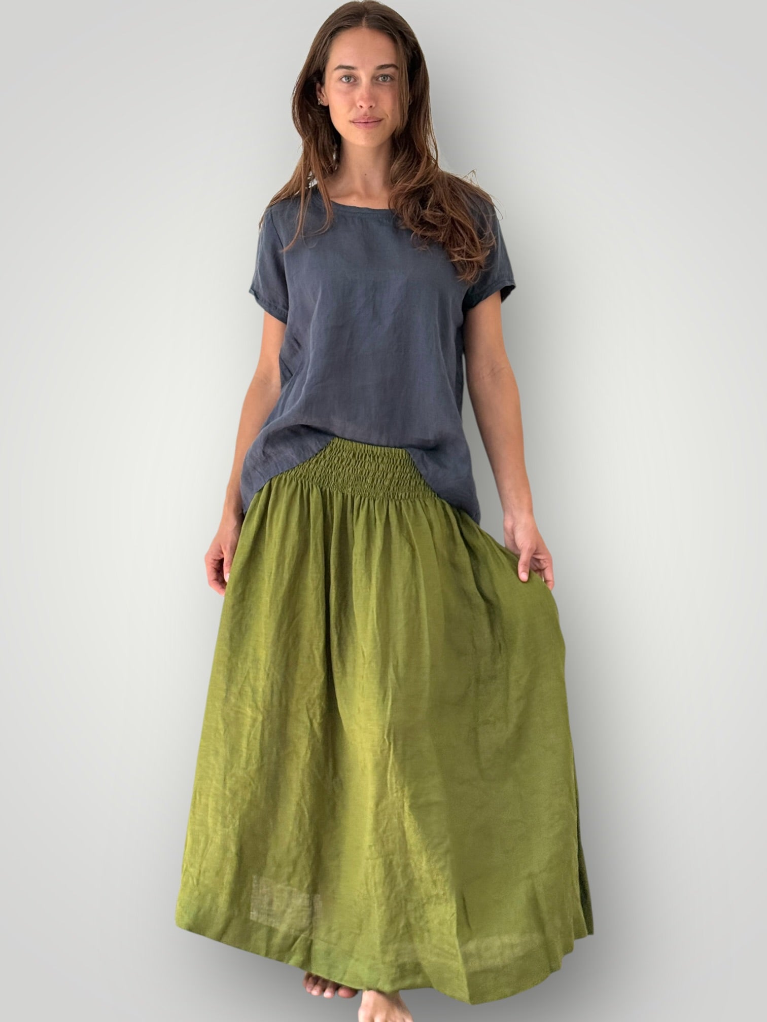 lulu skirt - olive linen Apparel