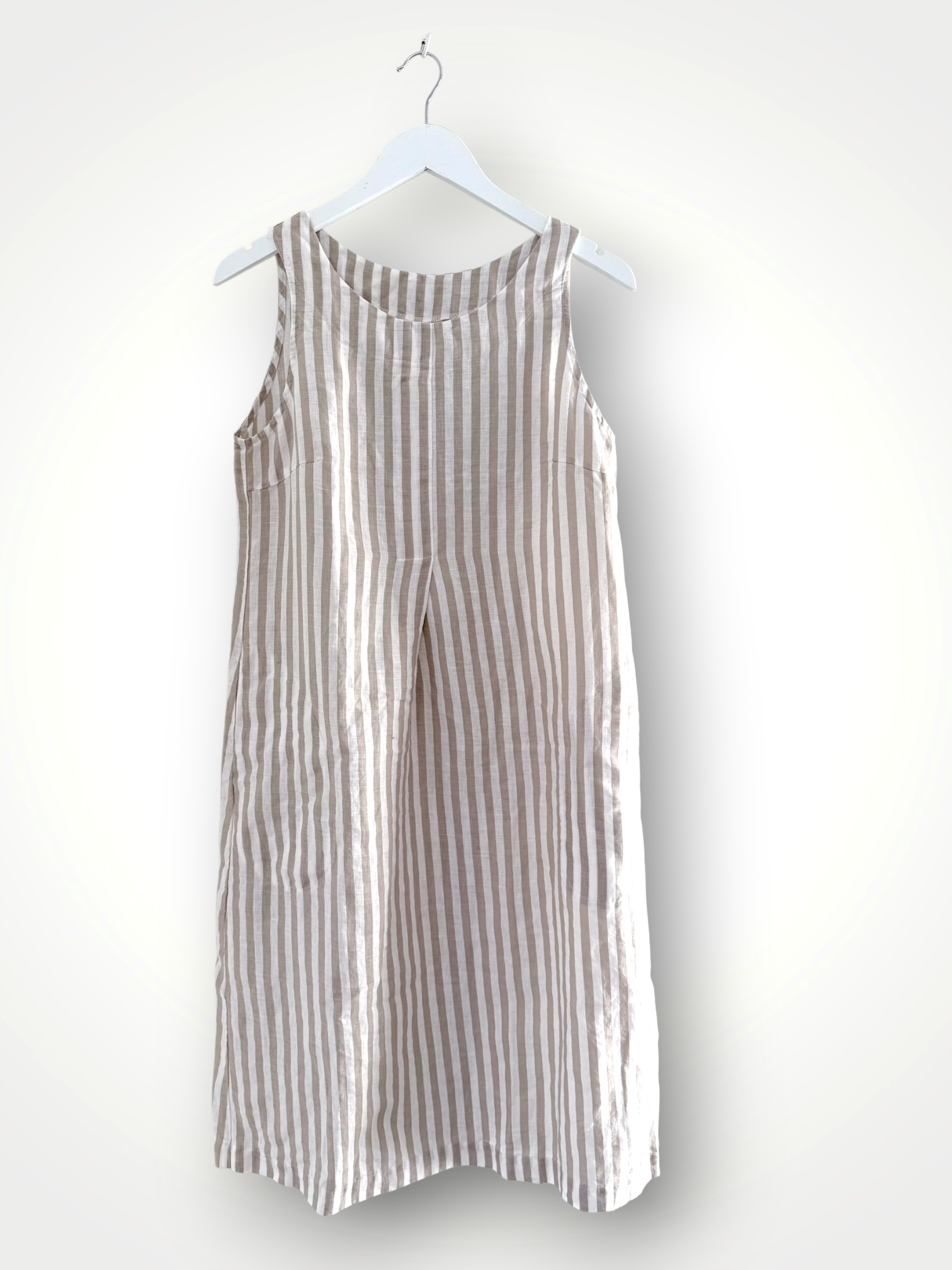 becky dress - natural stripe linen
