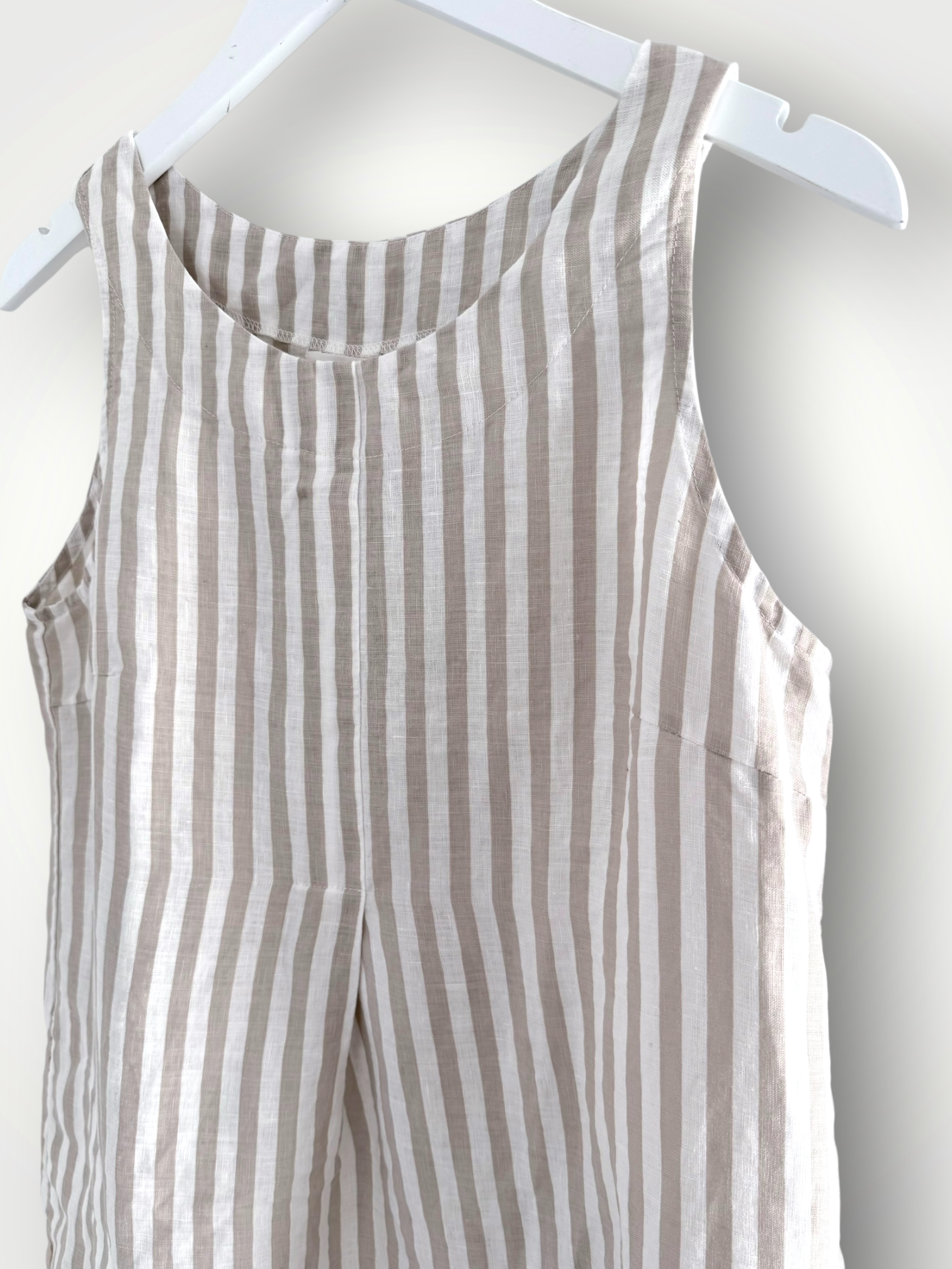 becky dress - natural stripe linen