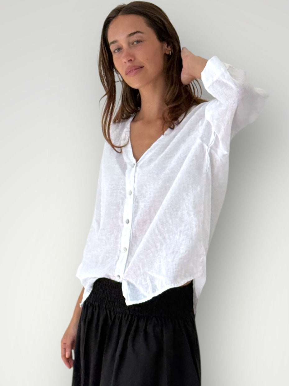 raine shirt - white linen Apparel