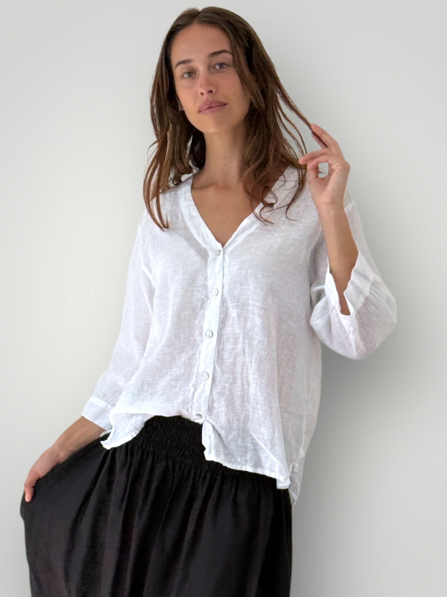 raine shirt - white linen Apparel