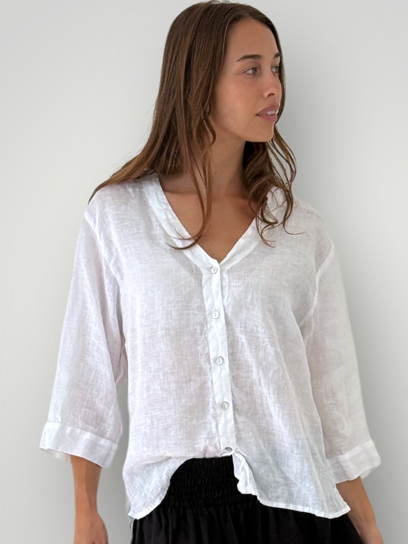 raine shirt - white linen Apparel