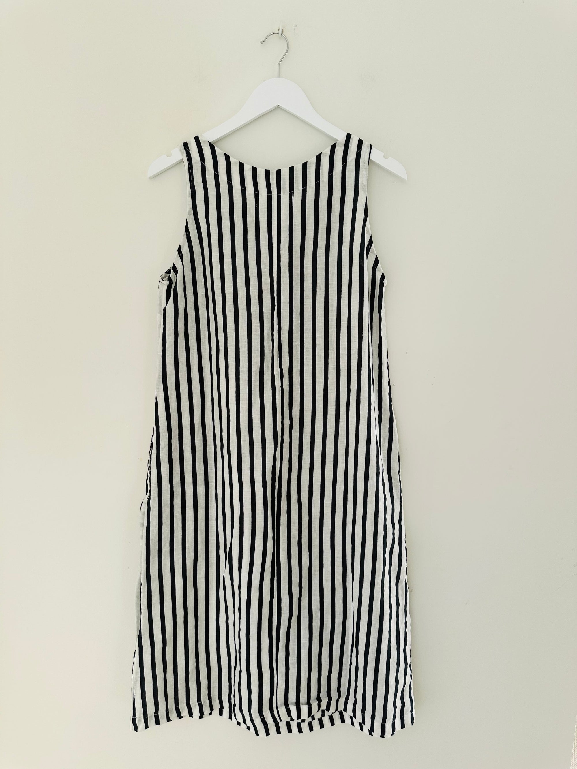 becky dress - small charcoal stripe linen Apparel