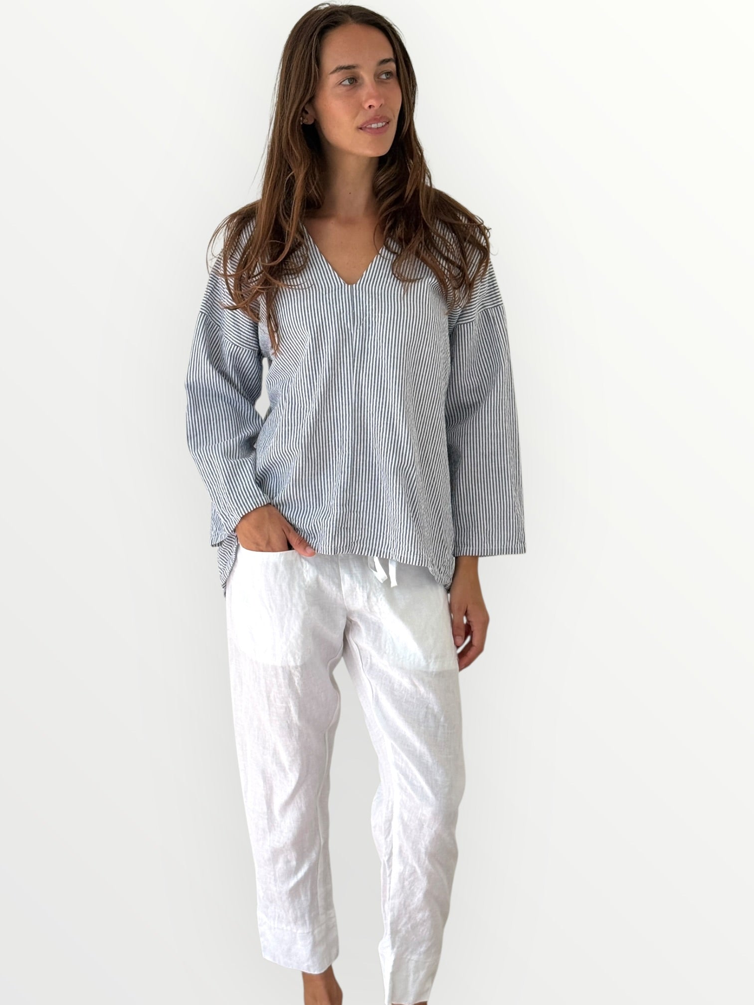 paige top - grey stripe cotton Apparel