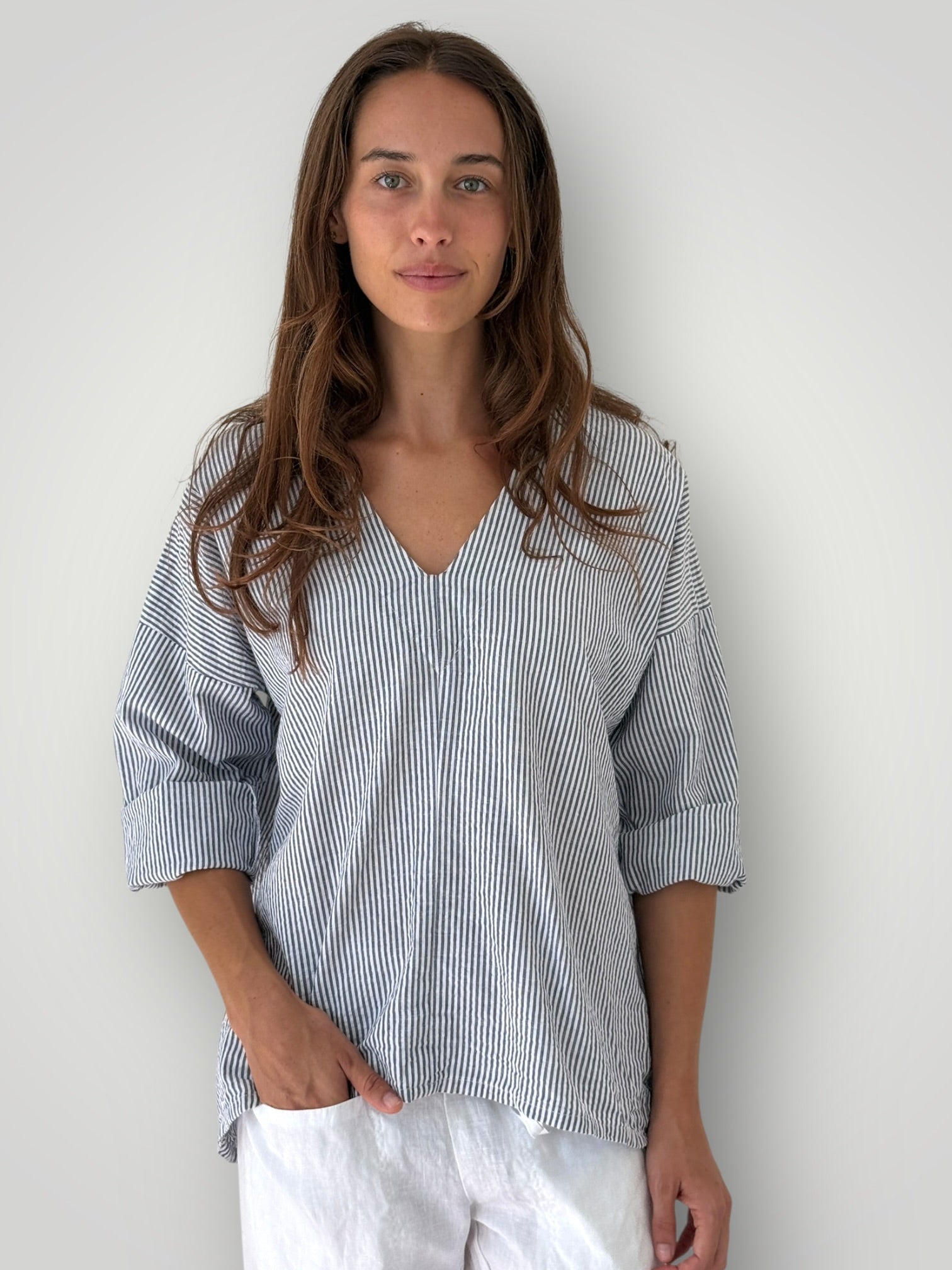 paige top - grey stripe cotton Apparel