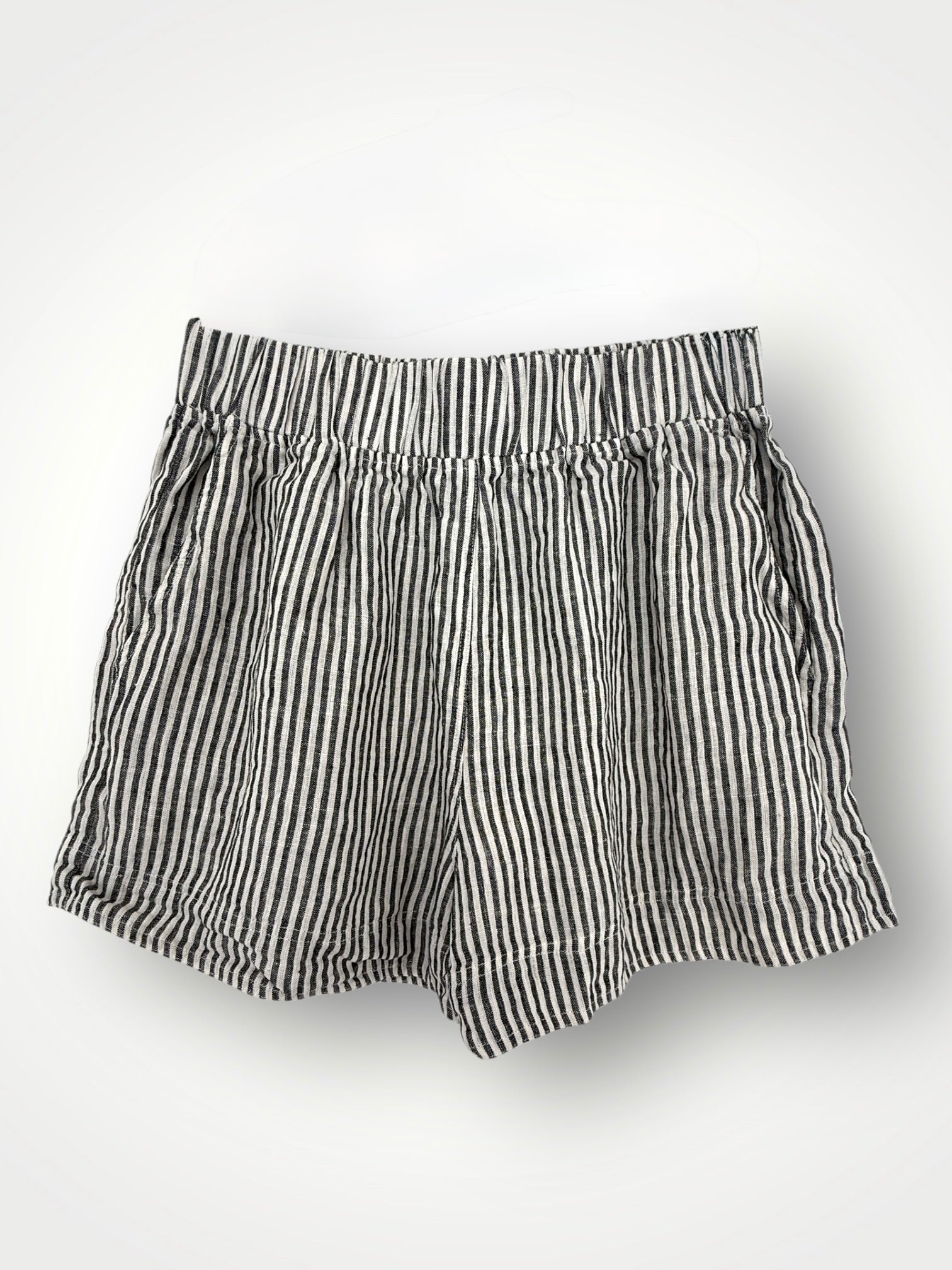 abbey short - charcoal stripe linen Apparel