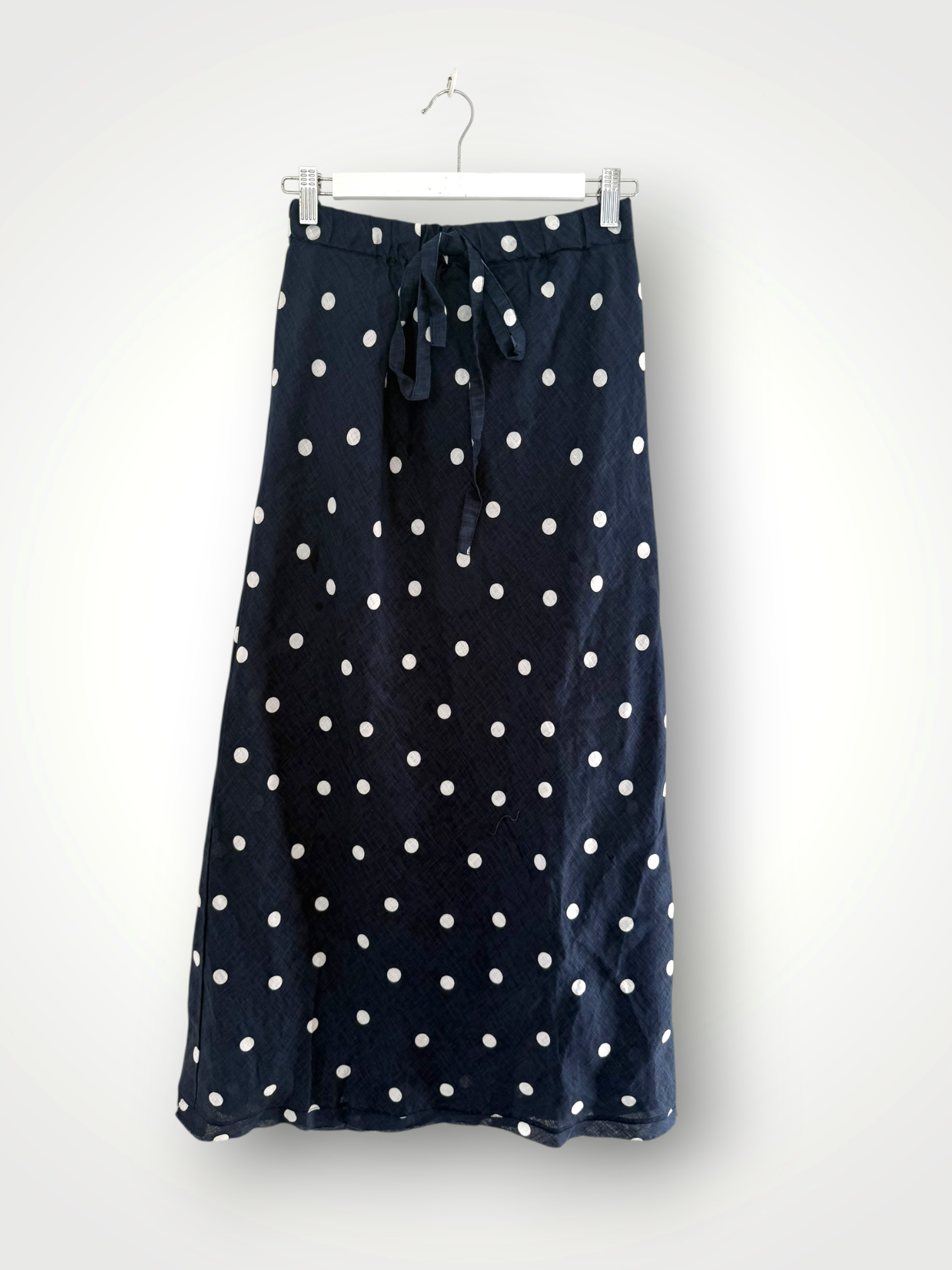 anthea skirt - navy spot linen